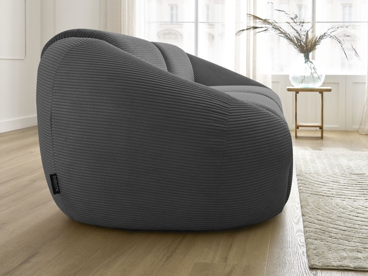 Bobochic Tina Sofa 3-Sitzer Cordsamt Dunkelgrau