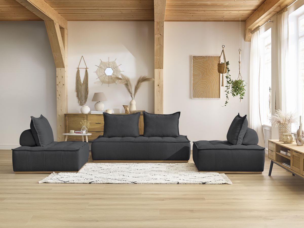 Bobochic Elisa Ecksofa Strukturstoff Dunkelgrau