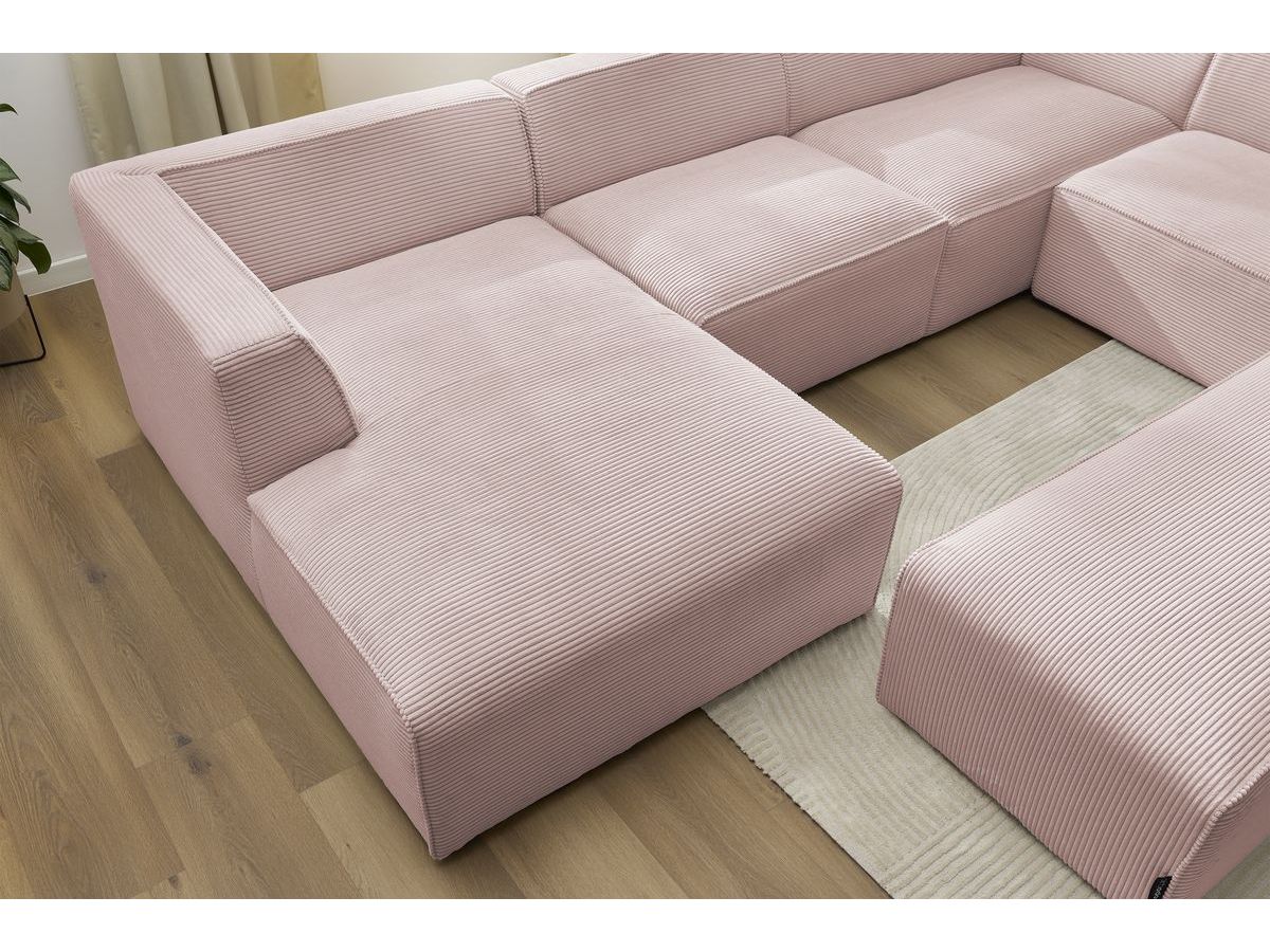 Bobochic Megeve Wohnlandschaft mit Pouf Cordsamt Rosa Ecke links