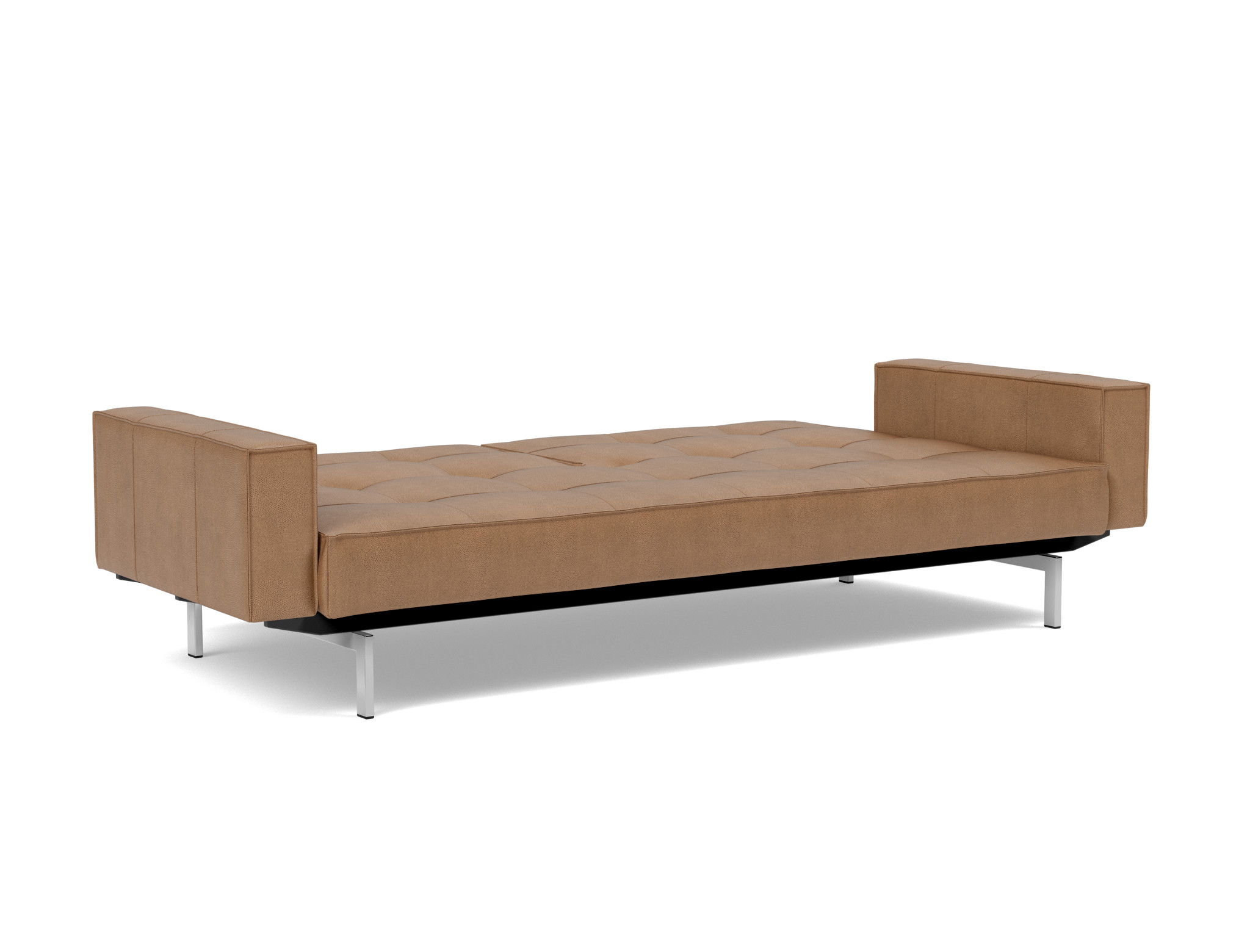 Schlafsofa Splitback mit Armlehnen Lederoptik Faunal 551-Brown Beine Chrom