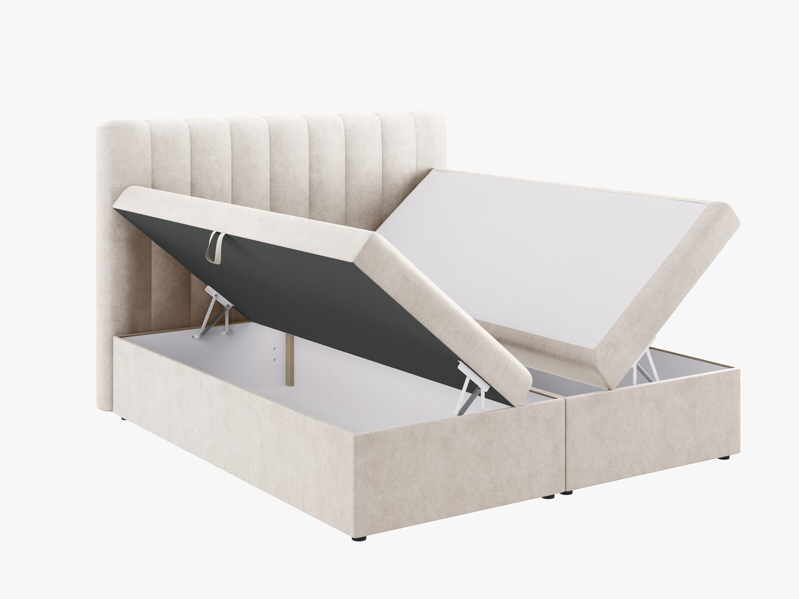 Micadoni Boxspringbett Kelp Strukturierter Stoff Grau Beige Melange 140x200