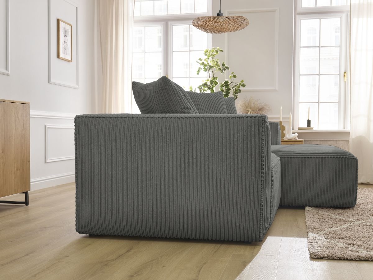 Bobochic Nina Ecksofa Cordsamt Dunkelgrau Ecke rechts