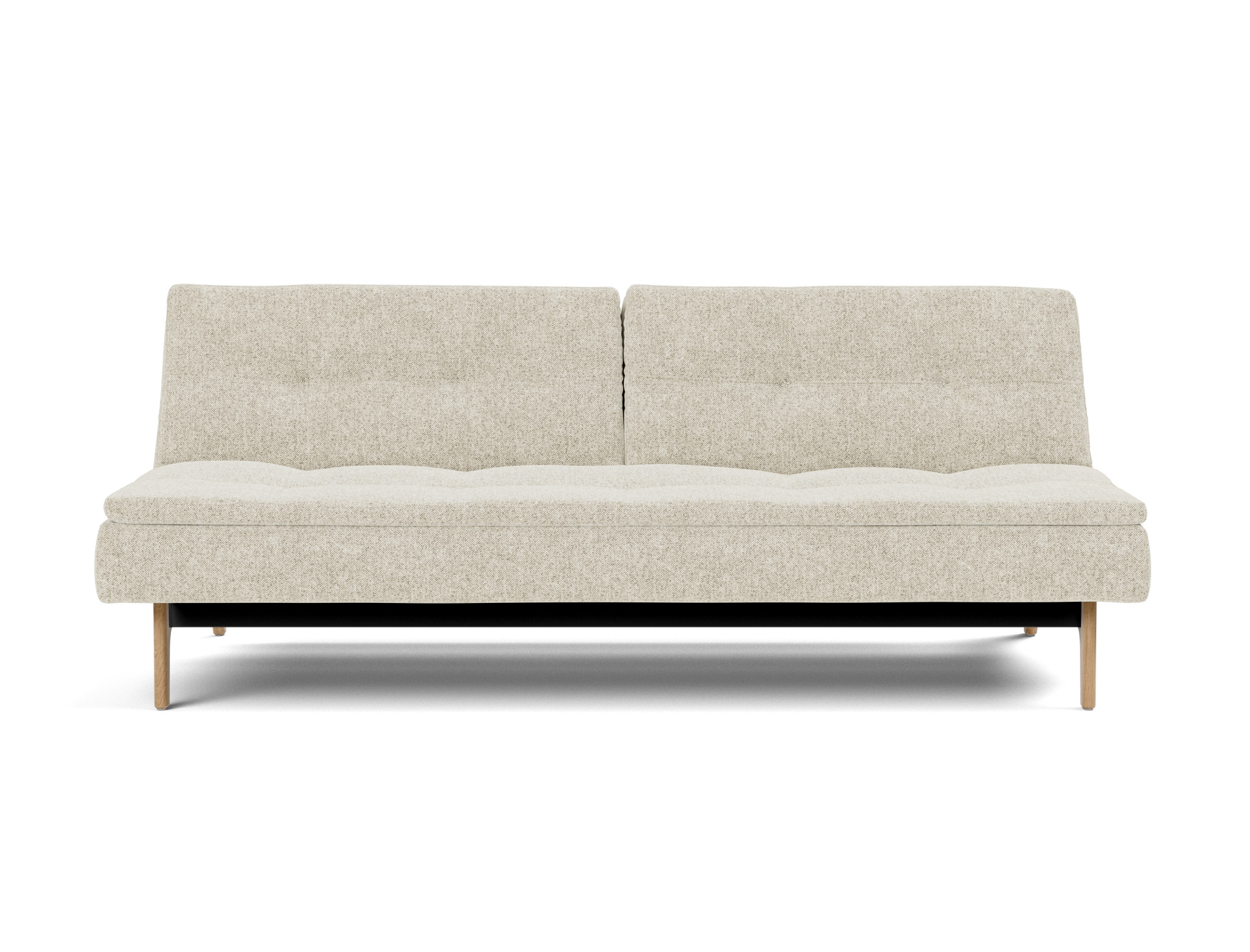 Schlafsofa Dublexo Strukturierter Stoff Taura 357-Off-White Beine Eiche