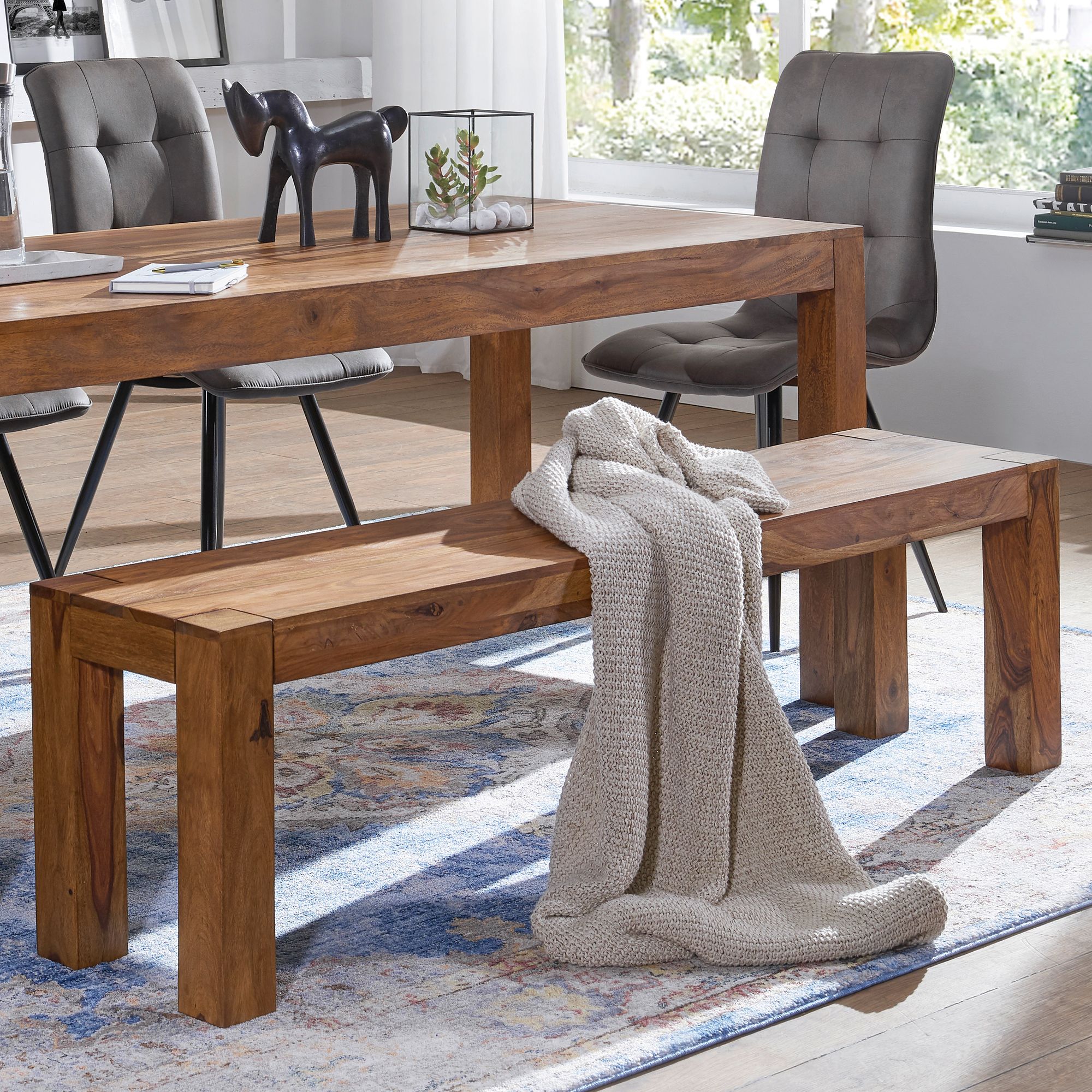 Sitzbank Aalvik Sheesham Massivholz 160 × 35 × 45 cm