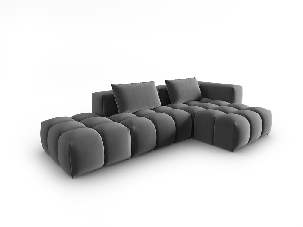 Cosmopolitan Design Ecksofa Verona 4-Sitzer offen Samt Casino Anthrazit Rechts