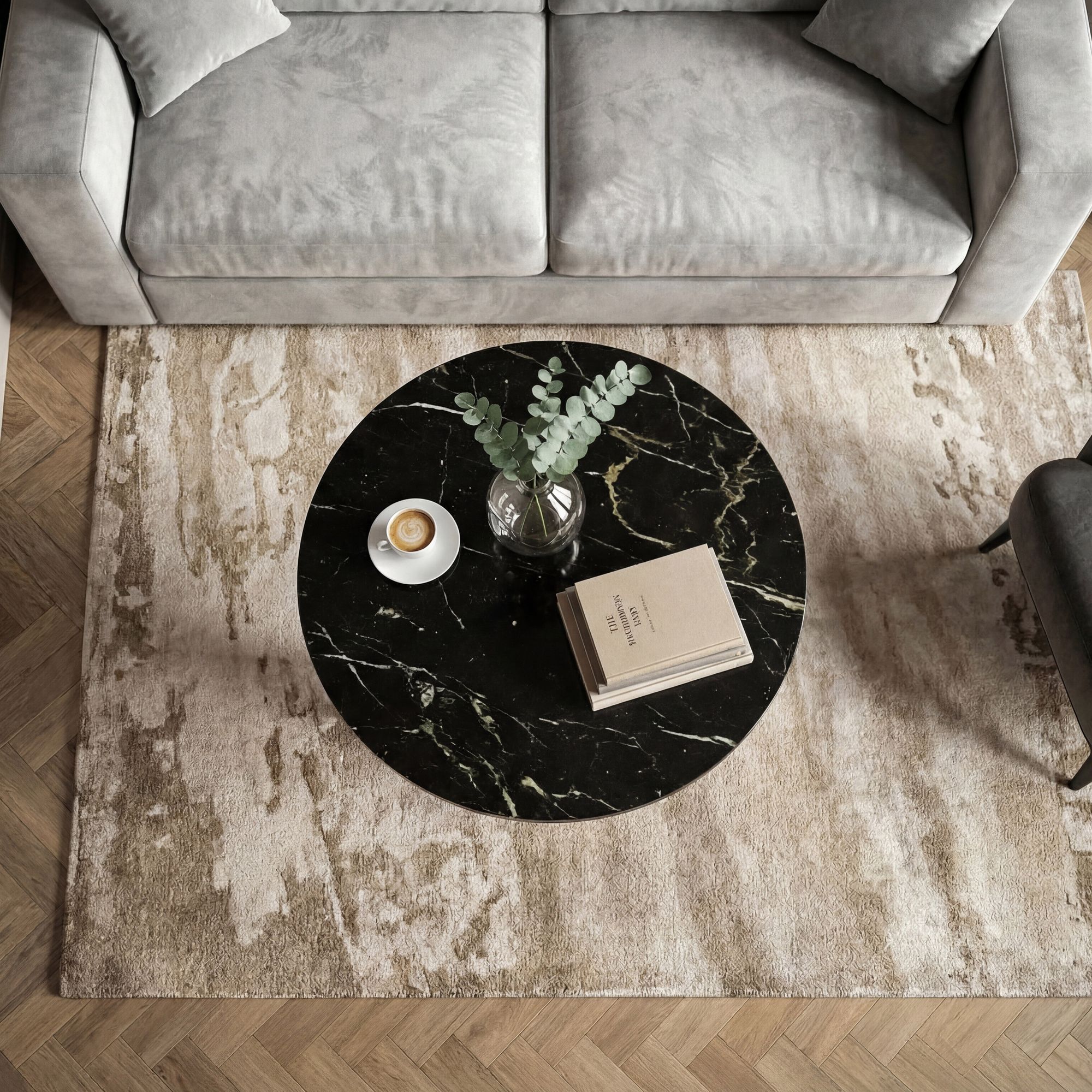 Couchtisch Sandane Marmor Schwarz Höhe 39 cm