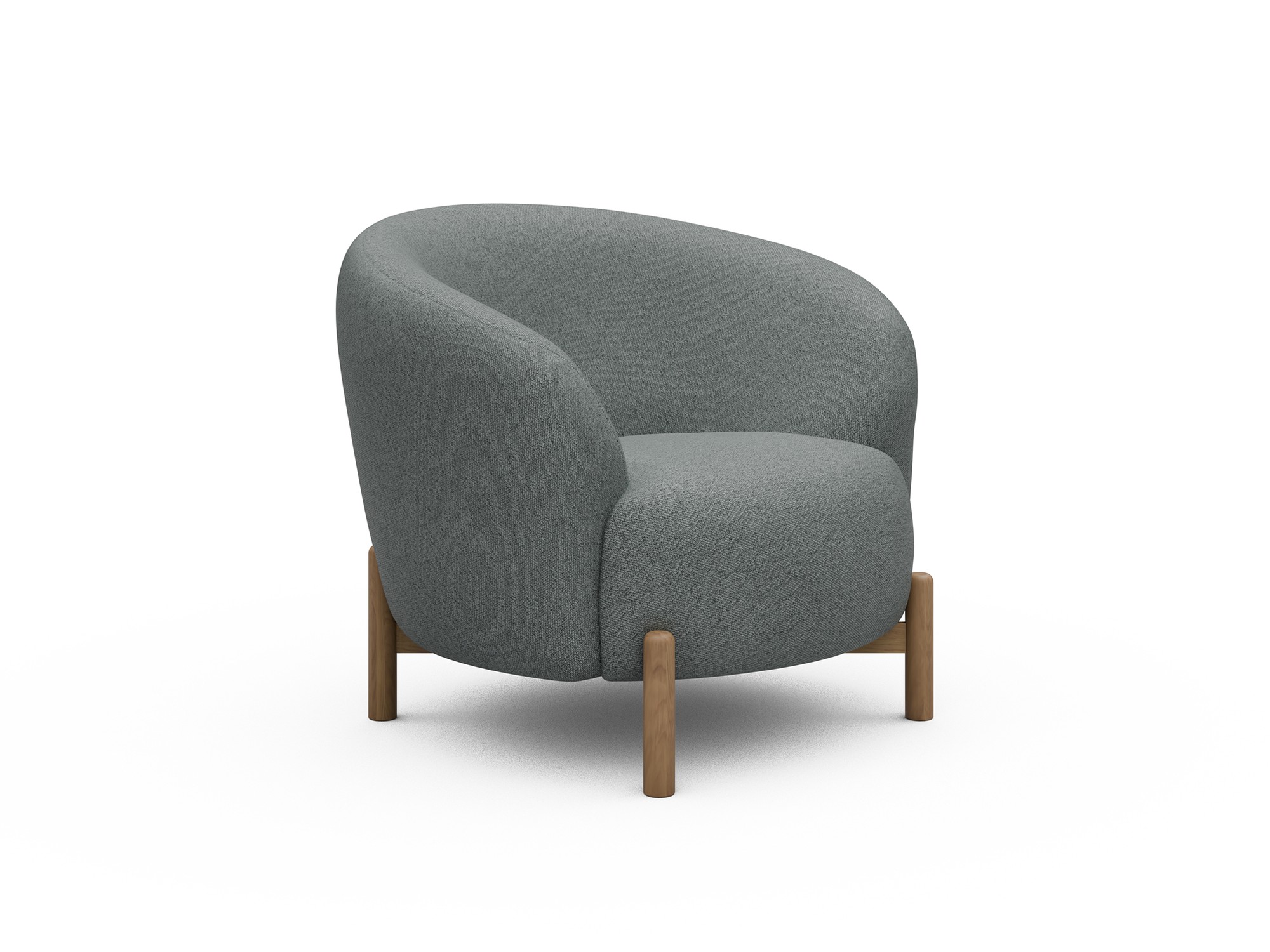 Sessel Ronda Holzbeine Eiche Natur Strukturierter Stoff Denari 485-Soft-Grey