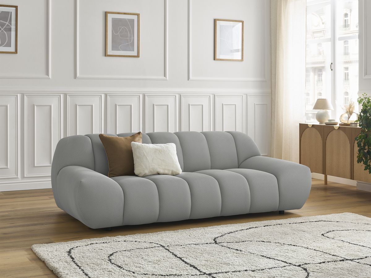 Bobochic Hayden Sofa 2-Sitzer Mesh-Stoff Hellgrau