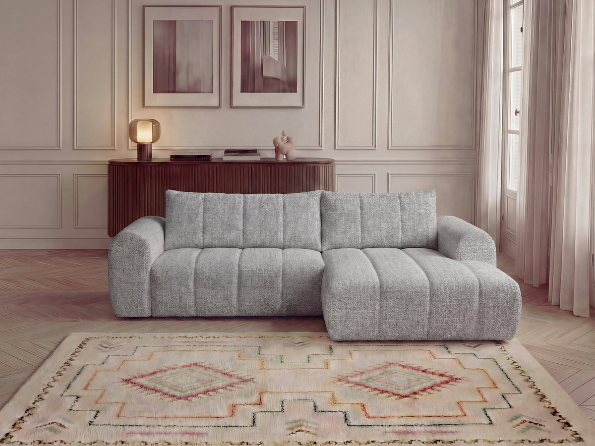 Bobochic Nesty Ecksofa 272 cm Melange-Stoff Hellgrau Ecke rechts