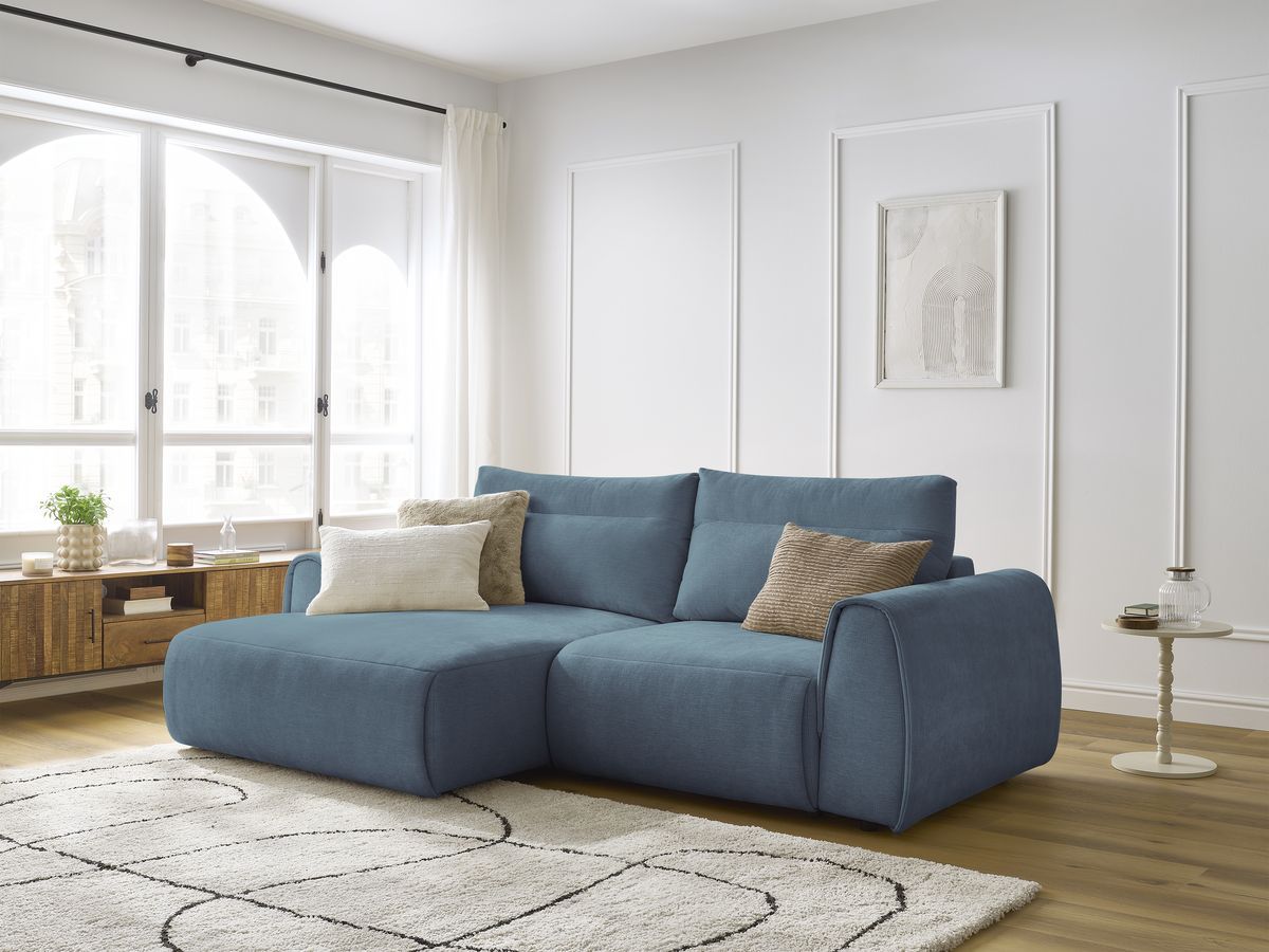 Bobochic Aden Ecksofa 246 × 152 cm Stoff Hellblau Ecke links
