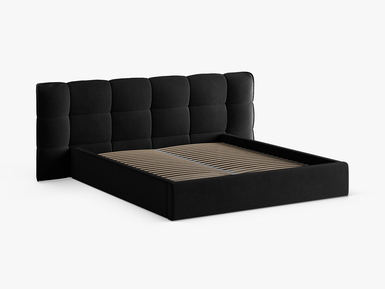Micadoni Stauraumbett mit Kopfteil Eric Samt Casino Schwarz 140x200