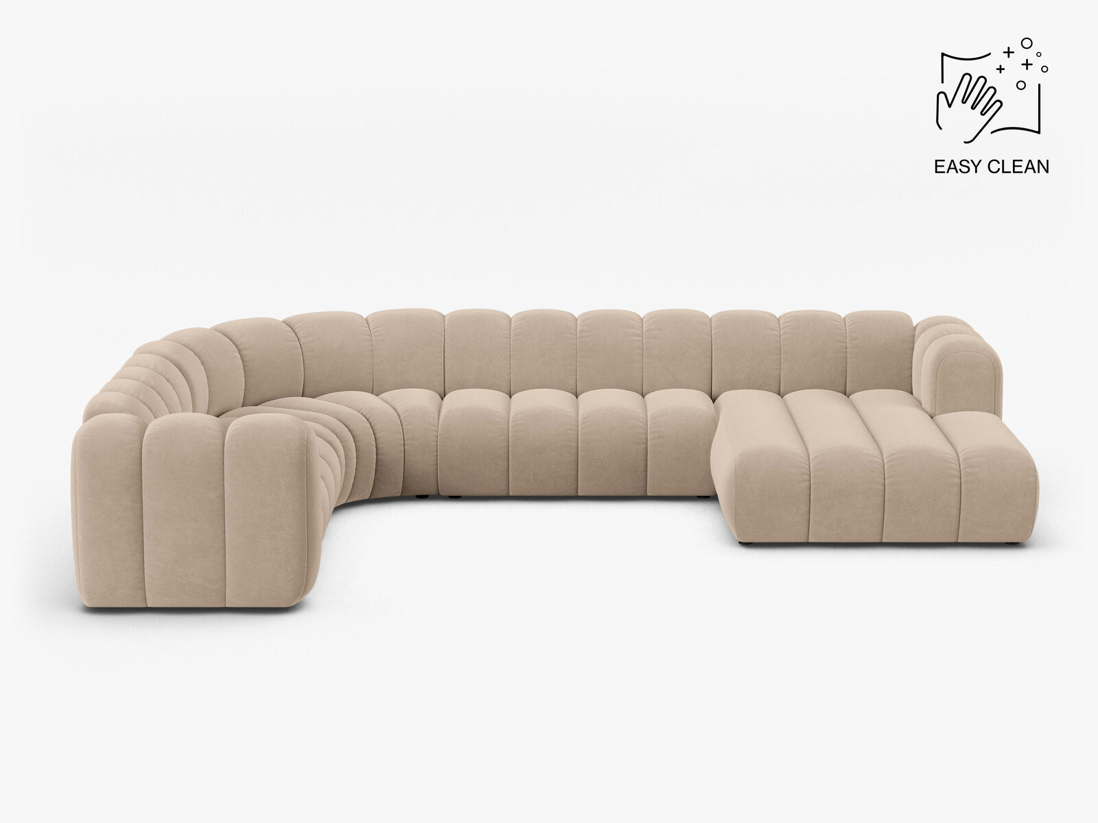 Micadoni Modulares Panorama Ecksofa Lupine 6-Sitzer Links Samt Venus Beige