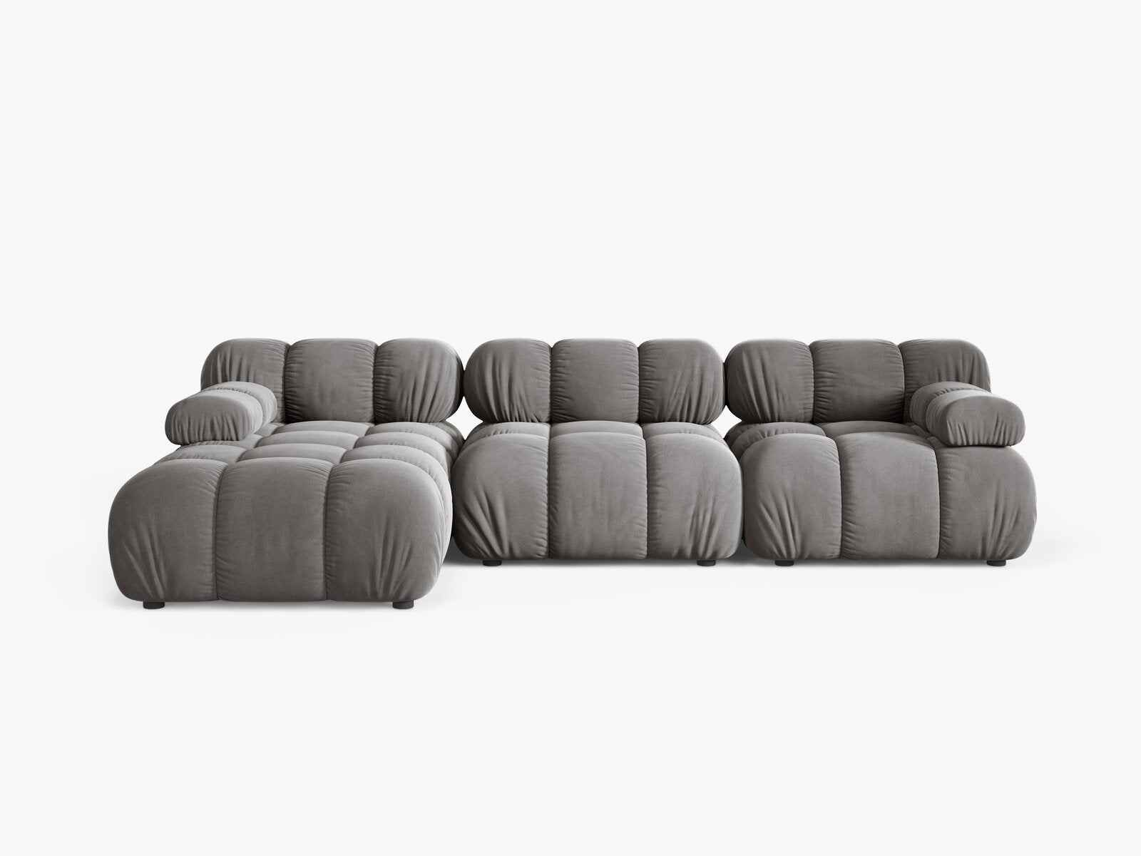 Micadoni Modulares Ecksofa Bellis 4-Sitzer Links Samt Bluvel Hellgrau