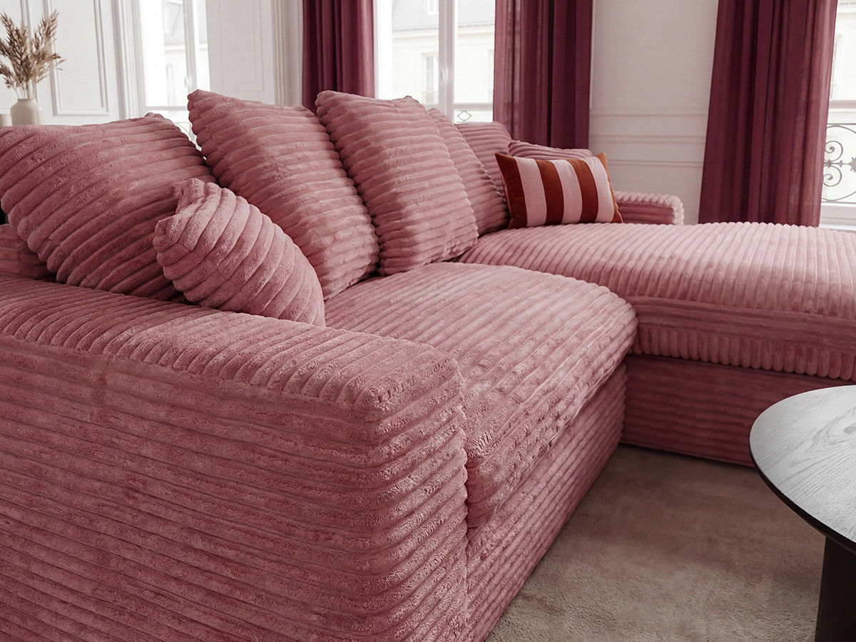 Bobochic Nevada Ecksofa Breitcord weich Rosa