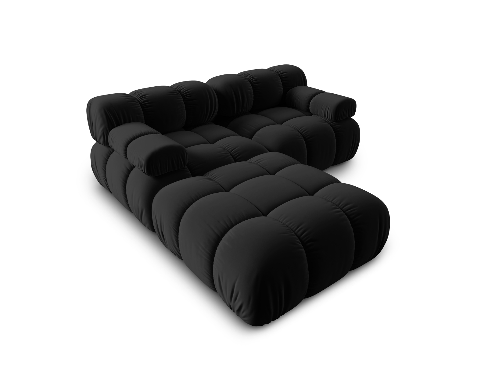 Micadoni Modulares Sofa Bellis 3-Sitzer mit flachem Modul Samt Bluvel Schwarz