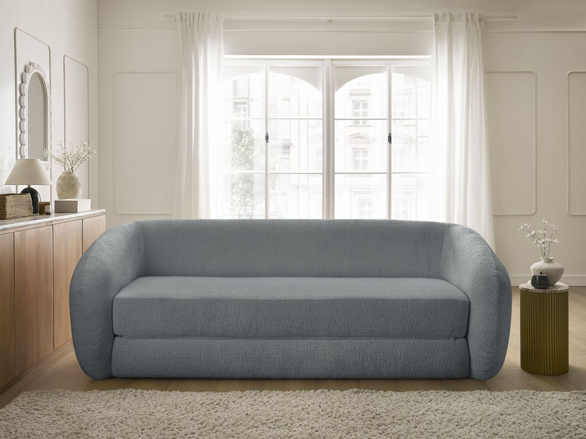 Bobochic Neyo Schlafsofa 3-Sitzer Strukturstoff Dunkelgrau