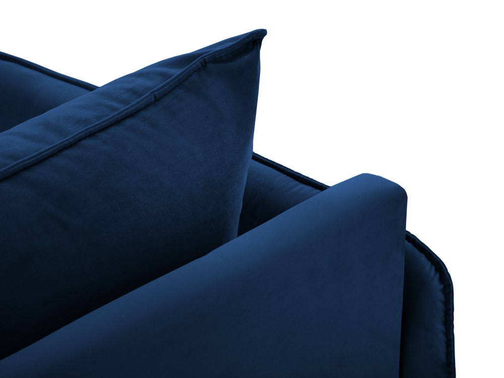 Cosmopolitan Design Chaiselongue Vienna Samt Bluvel Königsblau Links Beine Schwarzes Metall