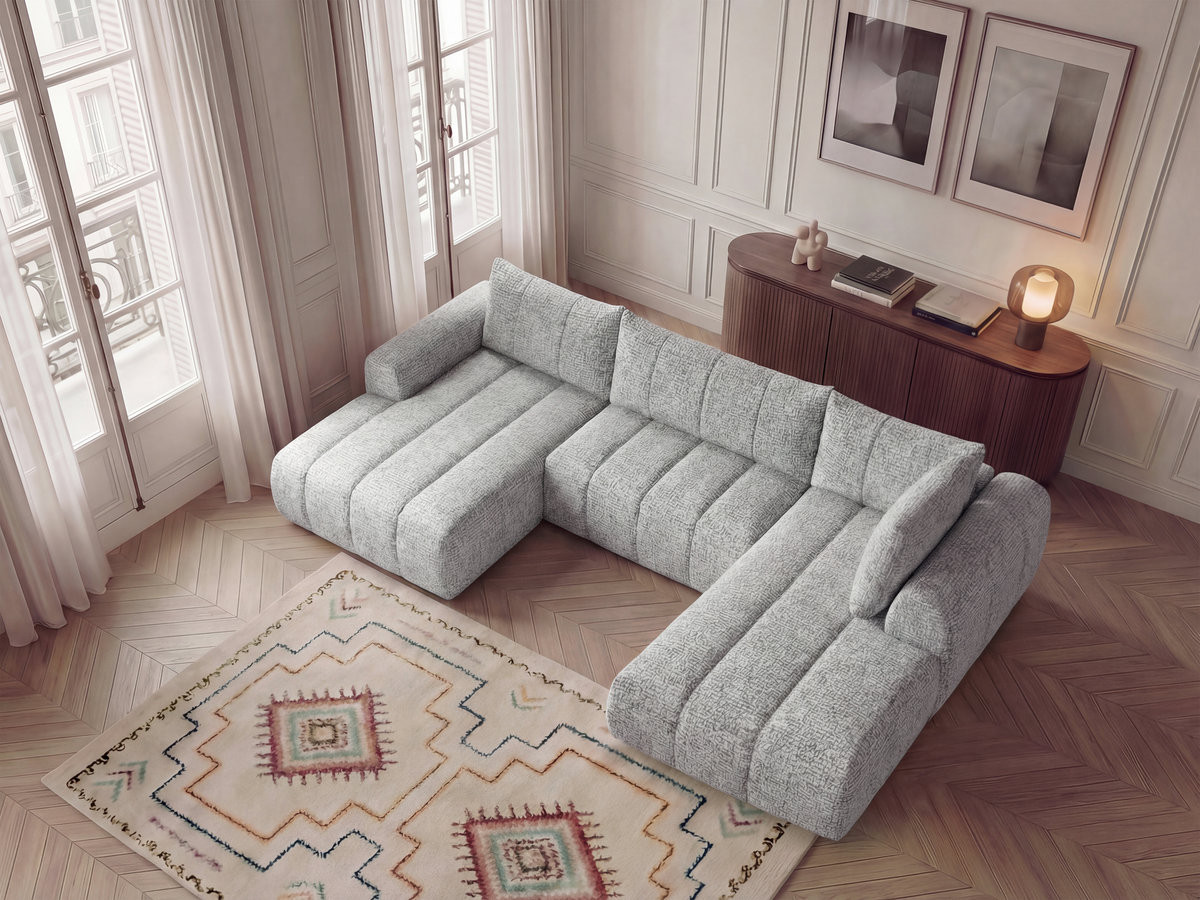 Bobochic Nesty Wohnlandschaft Melange-Stoff Hellgrau Ecke links
