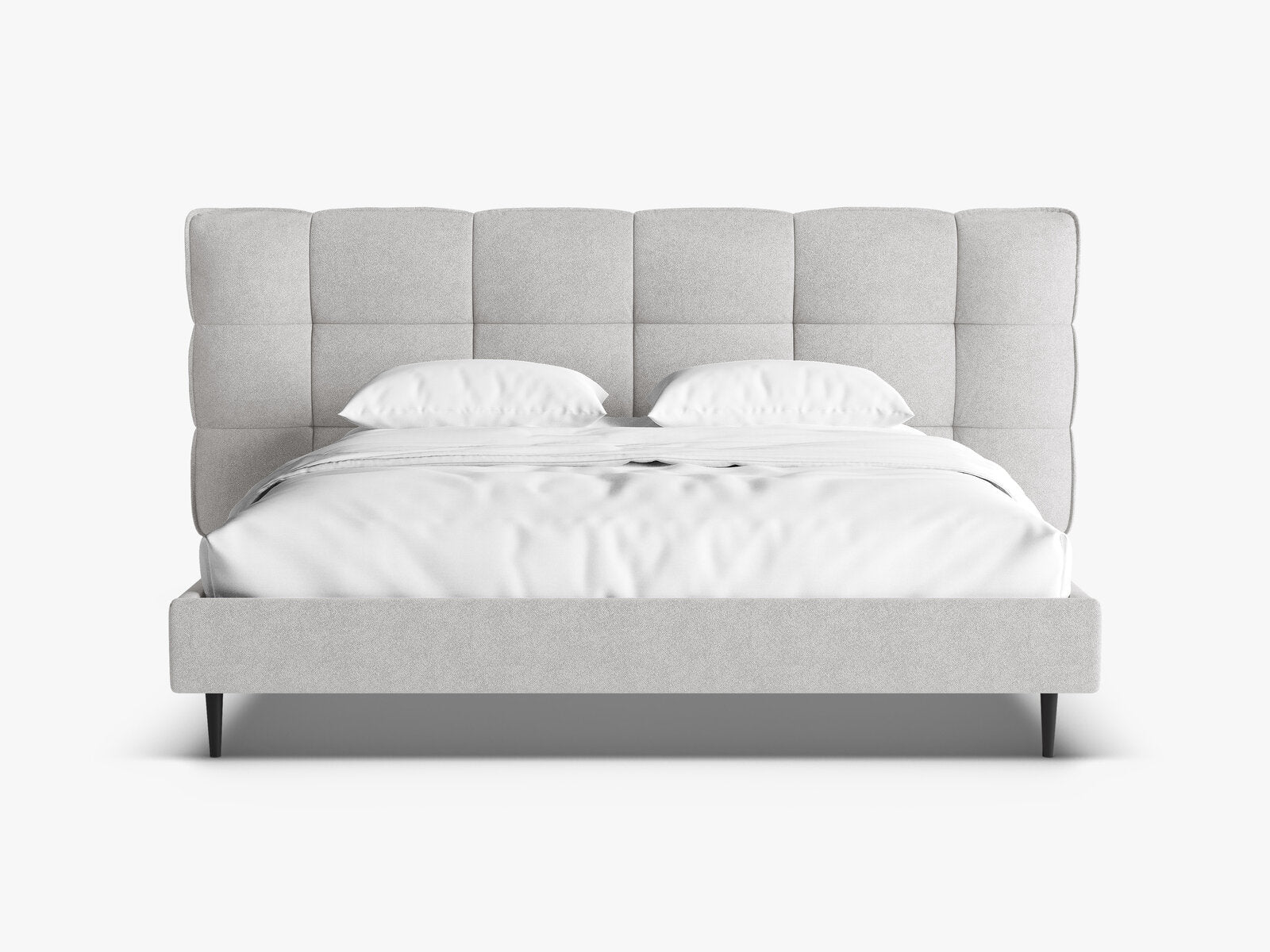 Micadoni Stauraumbett mit Kopfteil Eric with legs Boucle Sicuro Hellgrau 140x200