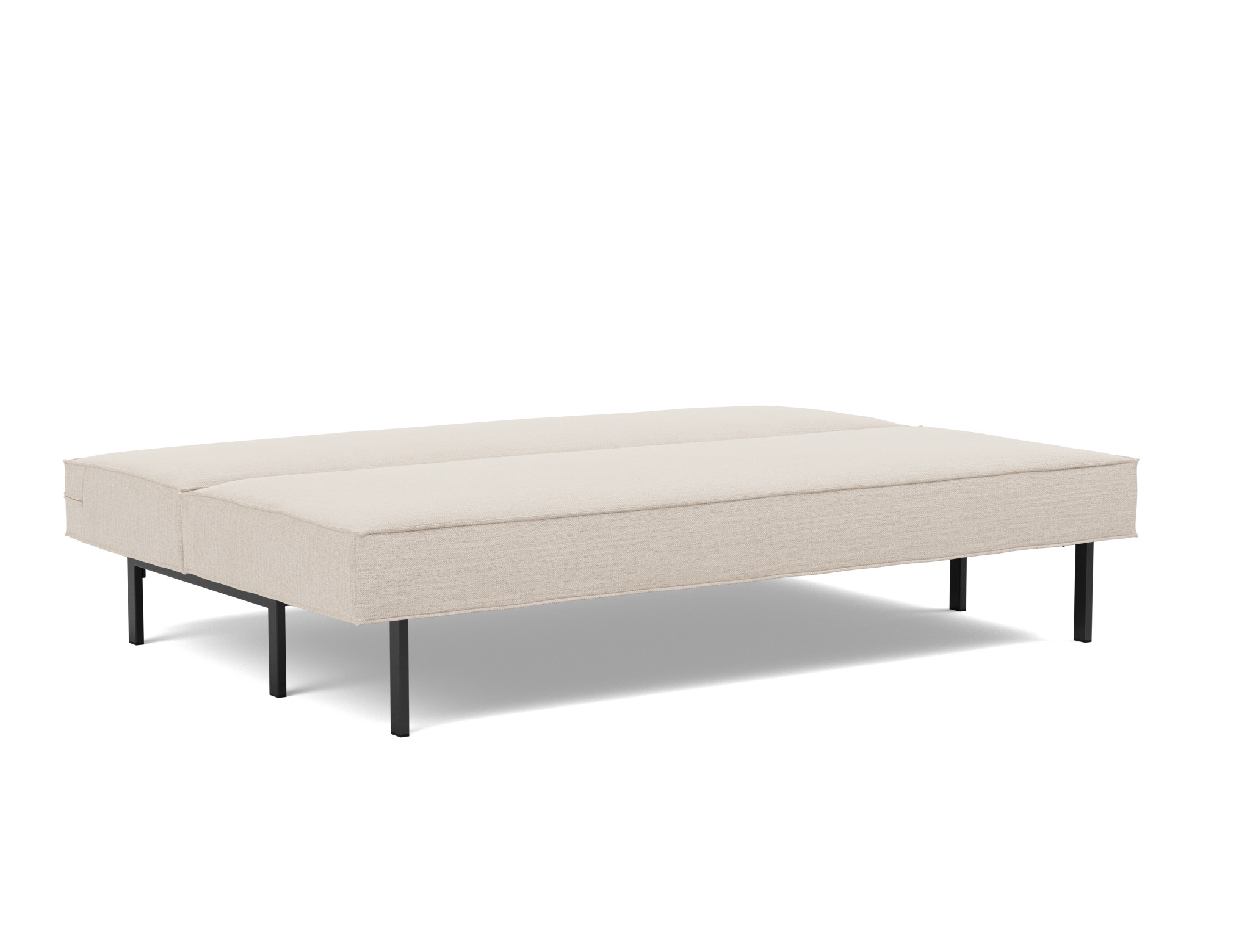Schlafsofa Sly Webstoff Blida 612-Sand-Grey Beine Schwarzes Metall