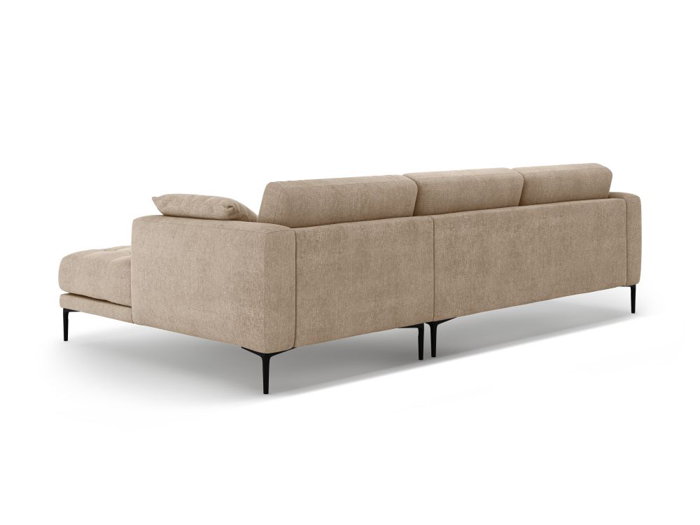 Cosmopolitan Design Ecksofa Lazio 3-Sitzer Strukturierter Stoff Sorella Sand Rechts