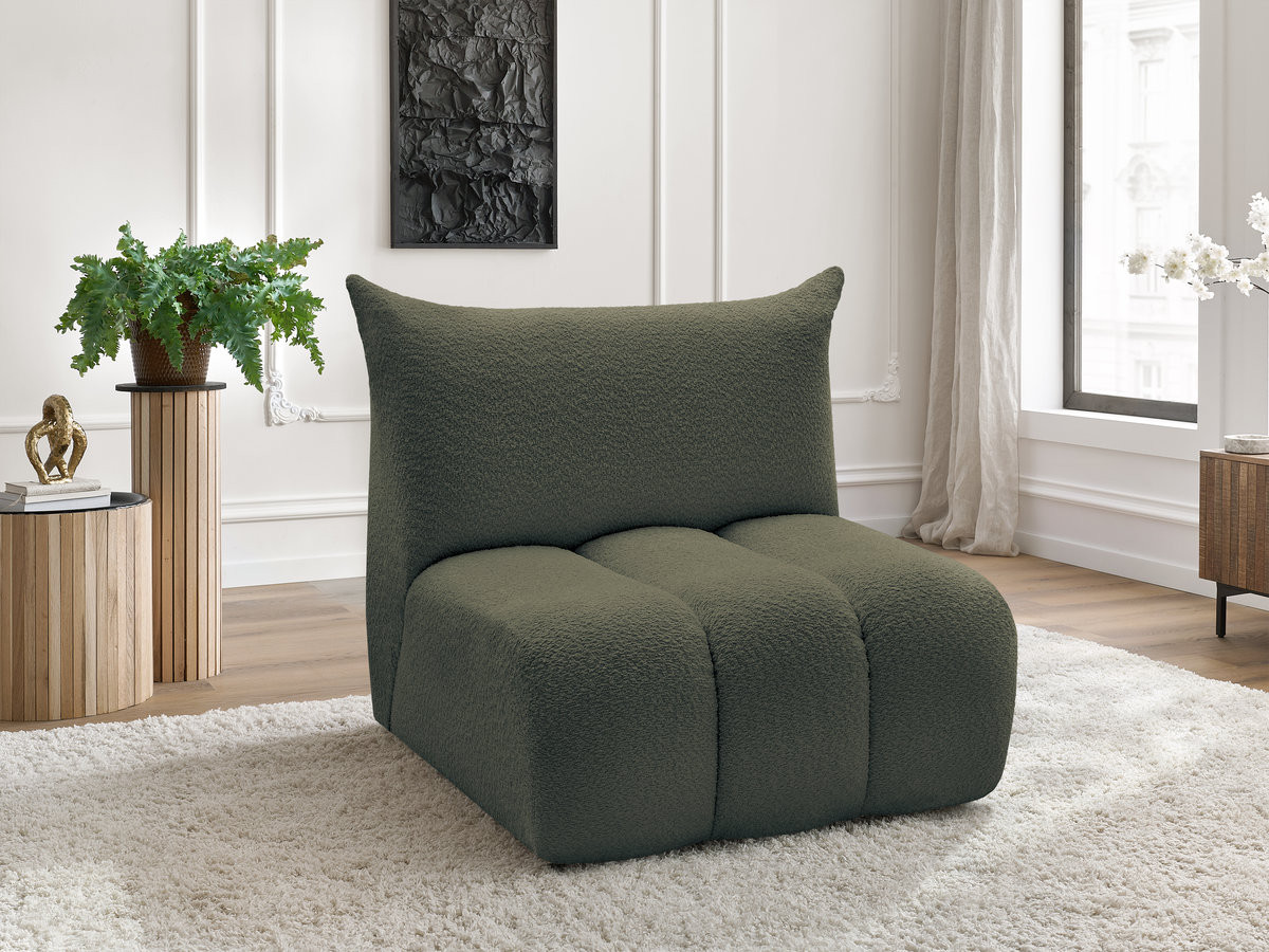 Bobochic Azra Sofamodul 1-Sitzer 90 × 112 cm Bouclé-Stoff Grün