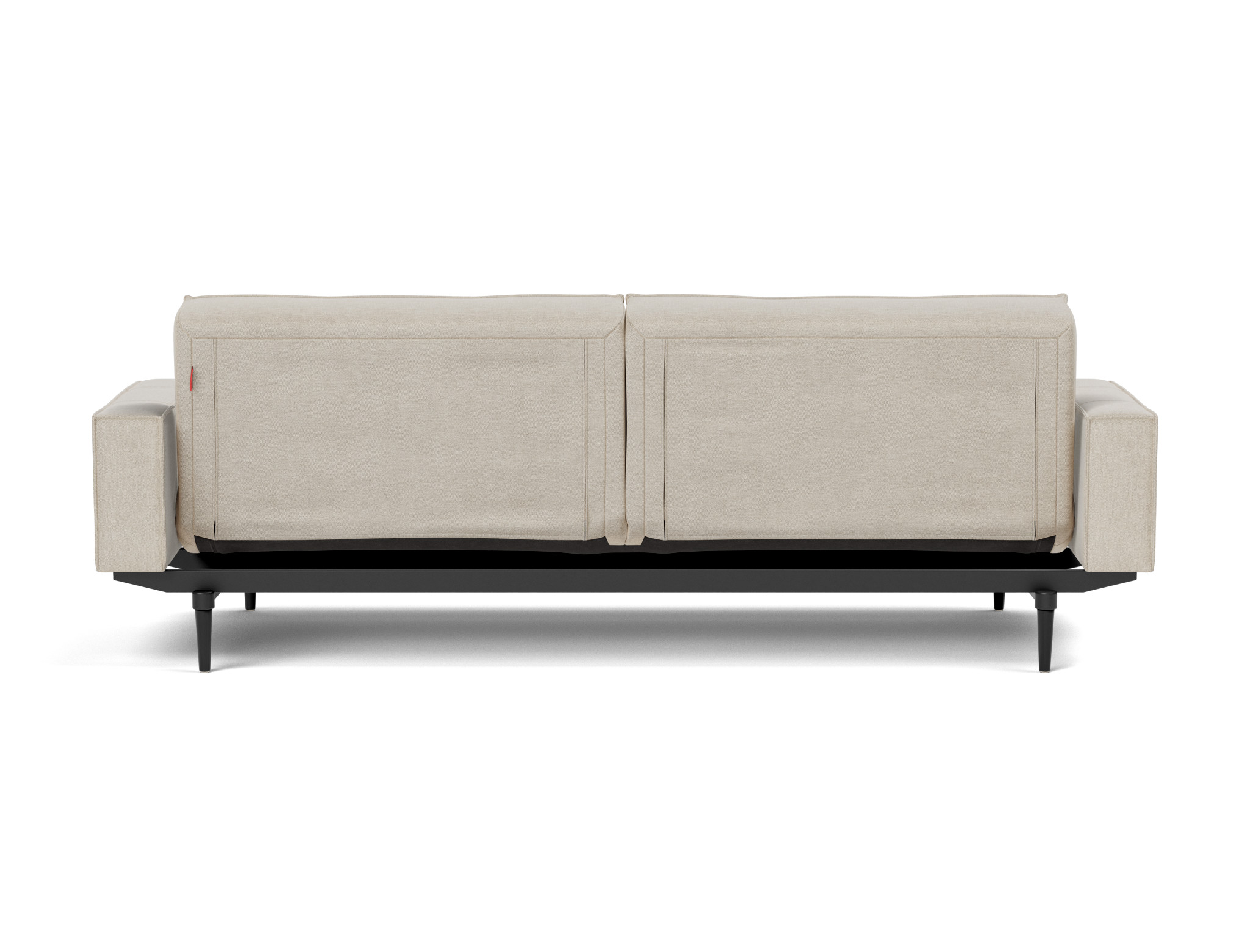 Schlafsofa Splitback mit Armlehnen Flachgewebe Phobos 586-Latte Beine Styletto Eiche schwarz