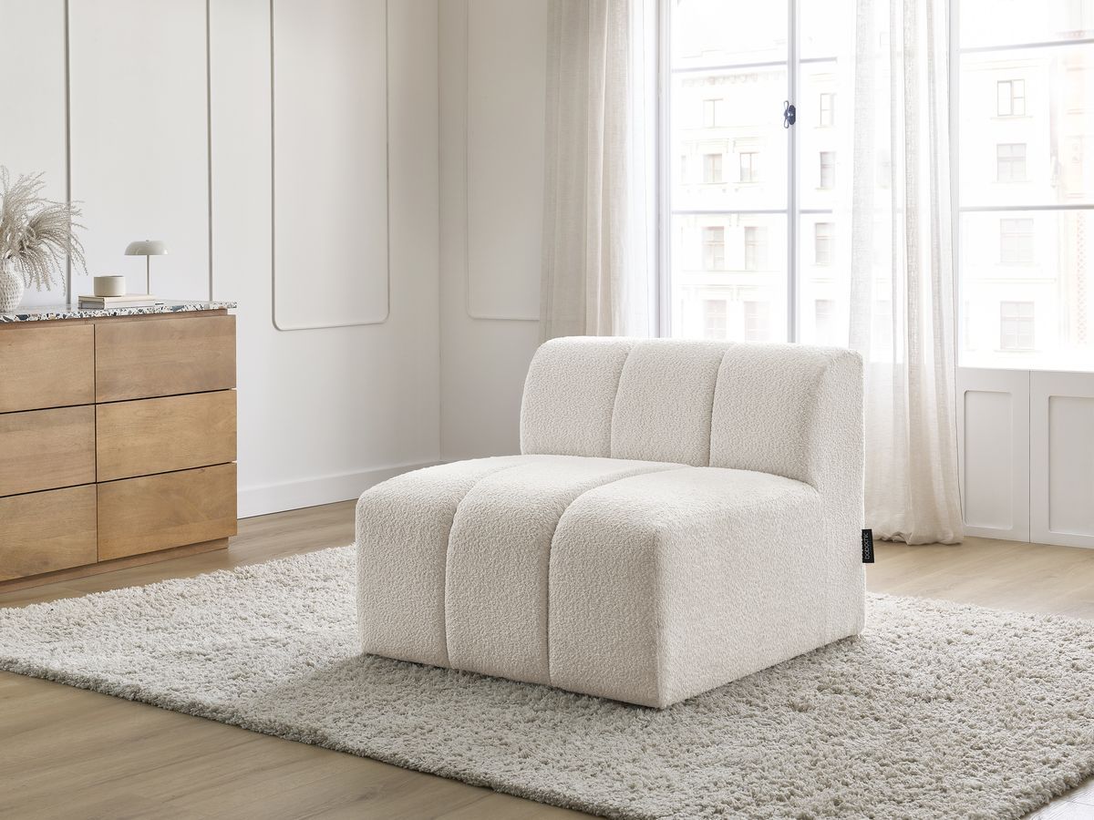 Bobochic Annecy Sofamodul 1-Sitzer Bouclé-Stoff Weiß