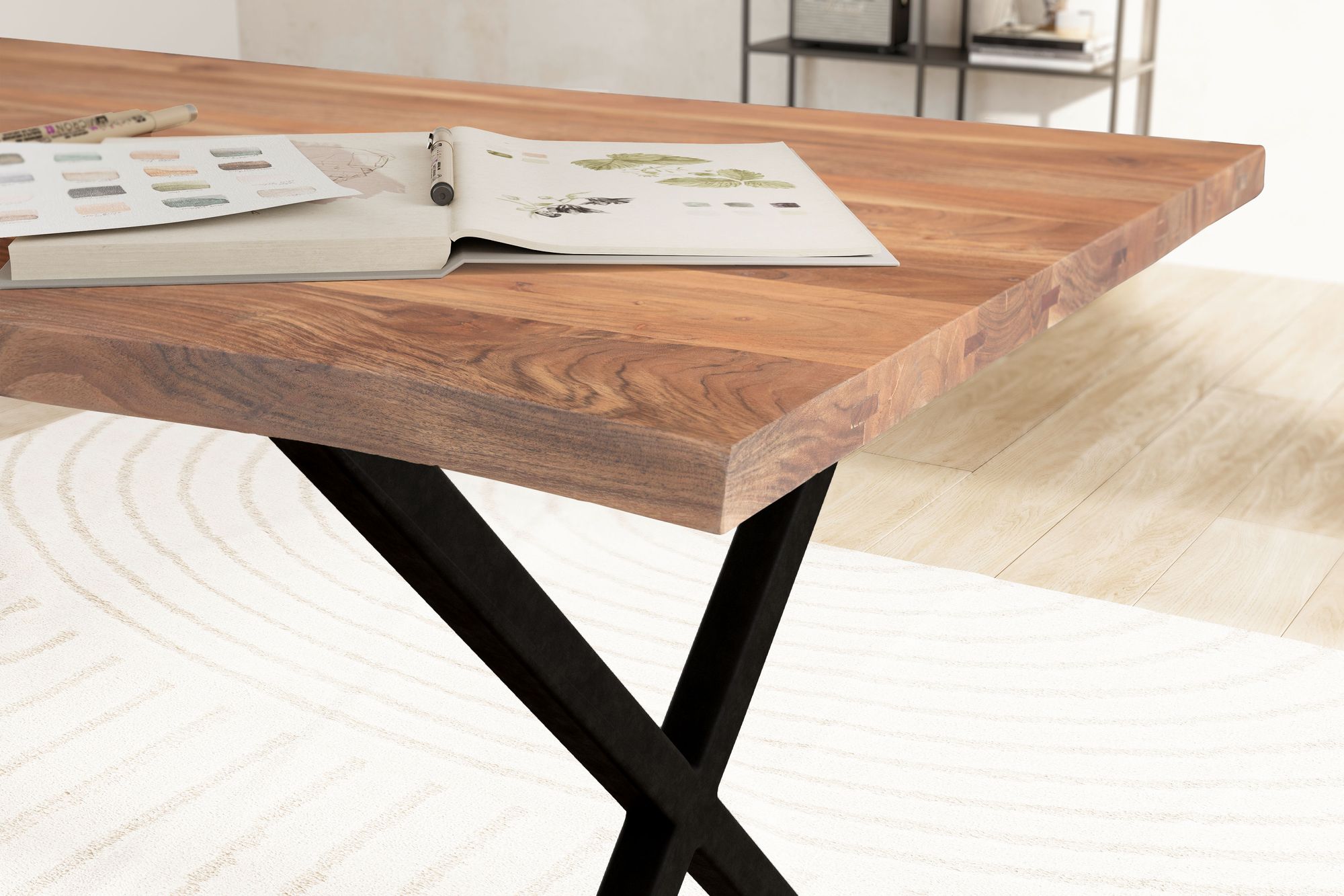Schreibtisch Lensvik Akazie Massivholz 120 cm