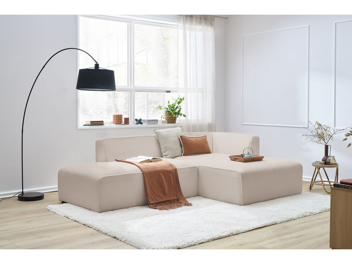 Bobochic Megeve Ecksofa Bouclé-Stoff Beige Ecke rechts