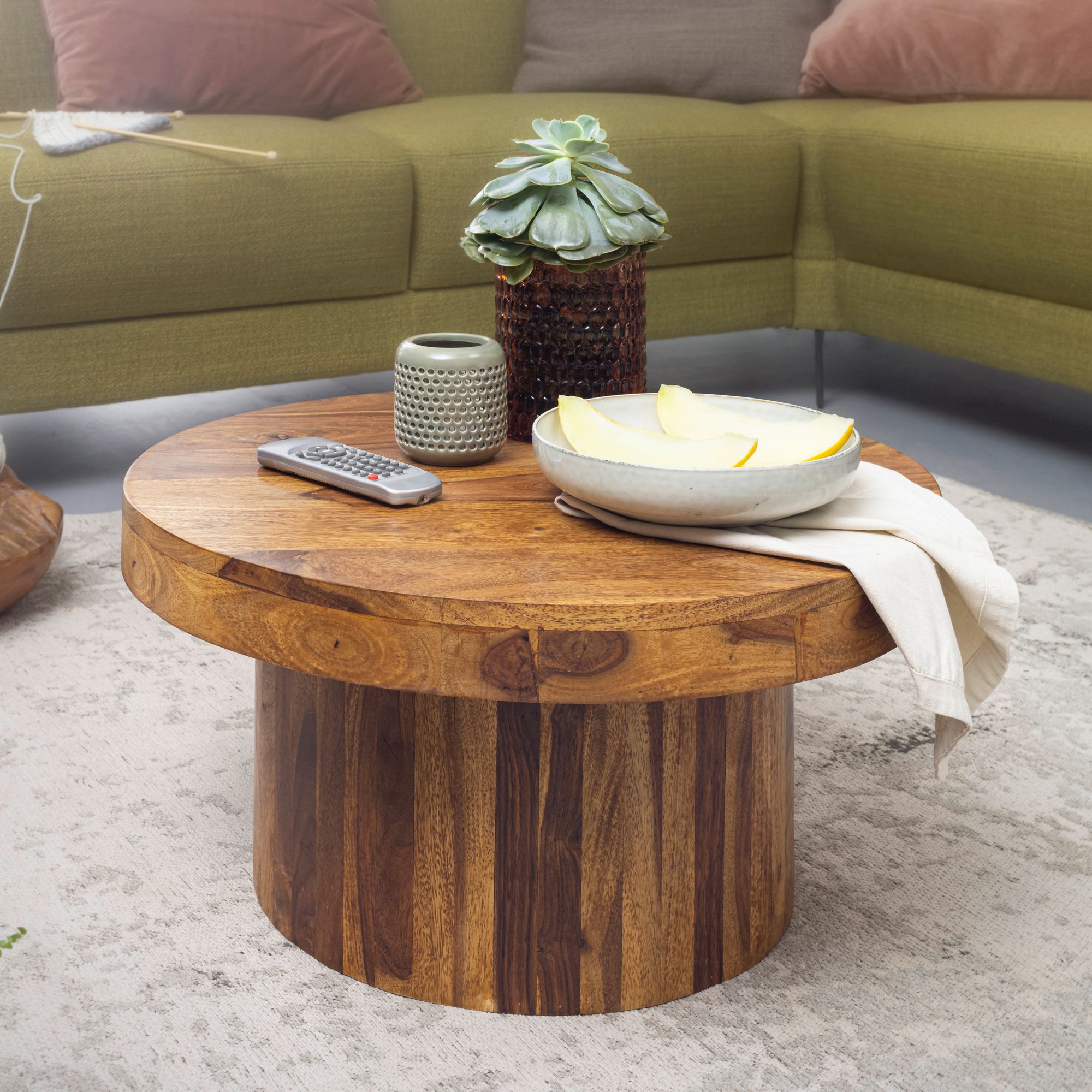Couchtisch Nakskov Sheesham Massivholz Ø 60 cm