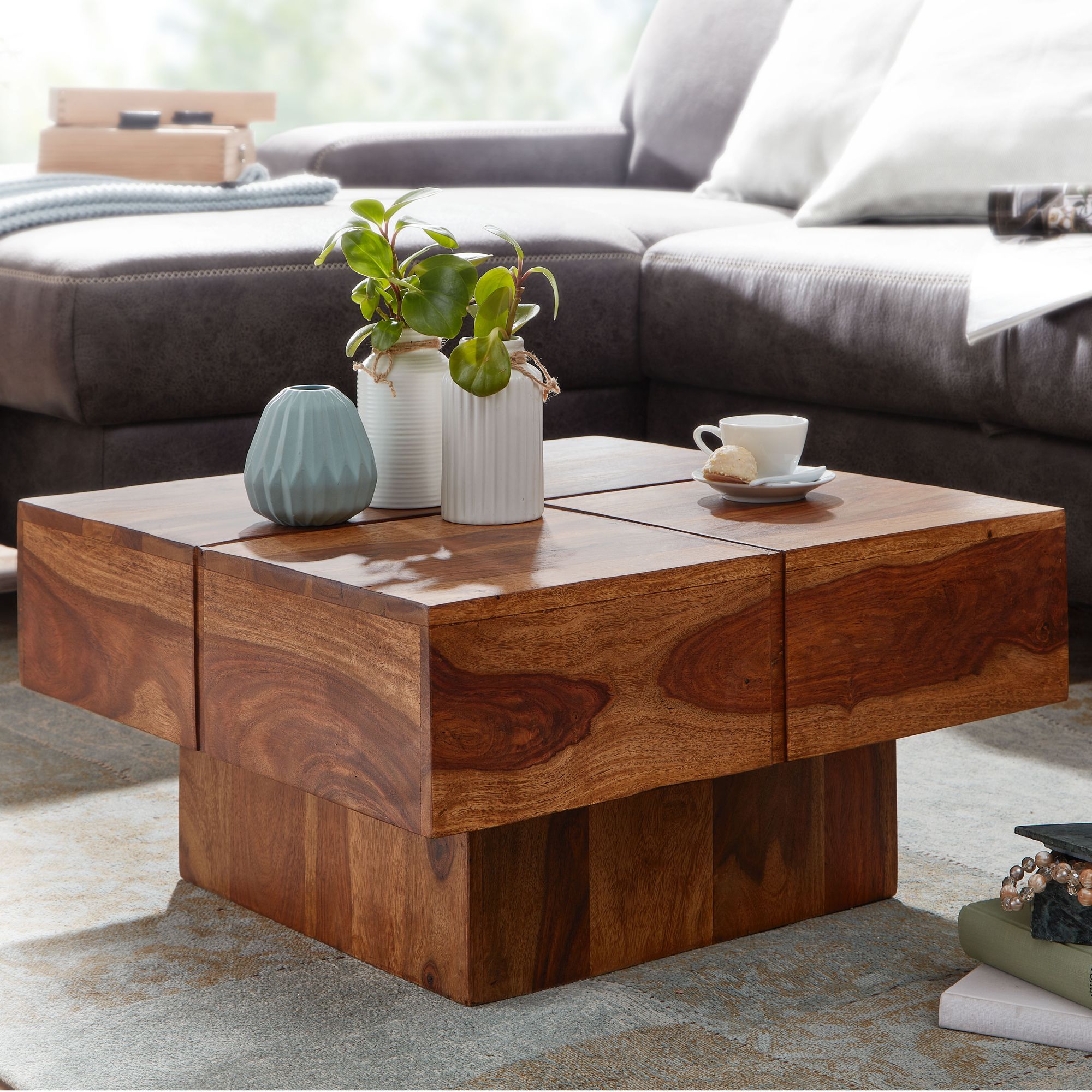 Couchtisch Vestby Massivholz Sheesham 57,5 × 57,5 × 30 cm