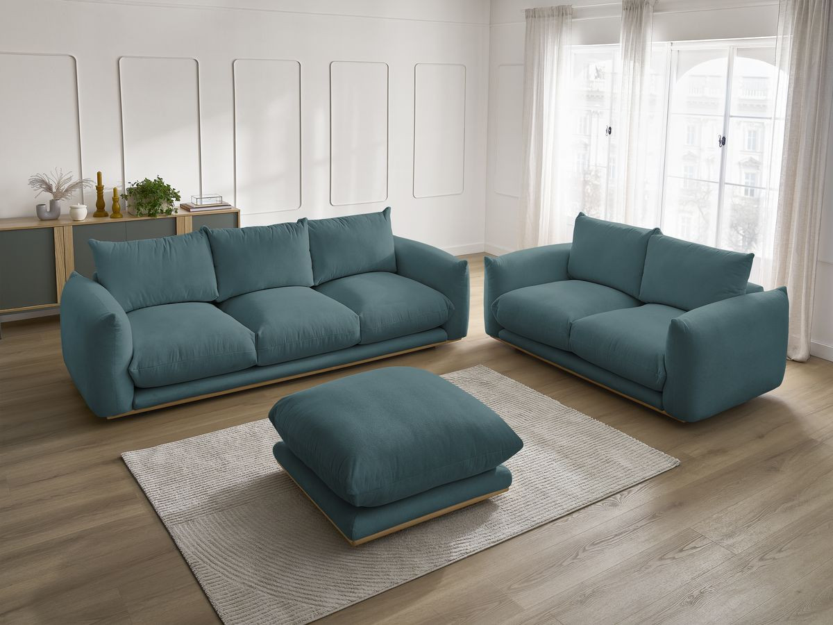 Bobochic Ernest Sofa 6-Sitzer mit Pouf Stoff Dunkelblau