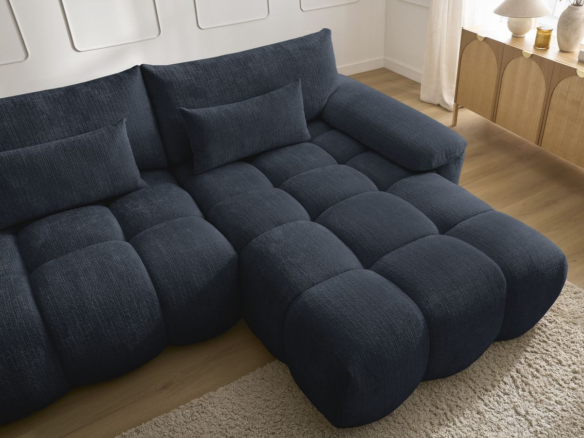 Bobochic Ivane Ecksofa Strukturstoff Dunkelblau Ecke rechts