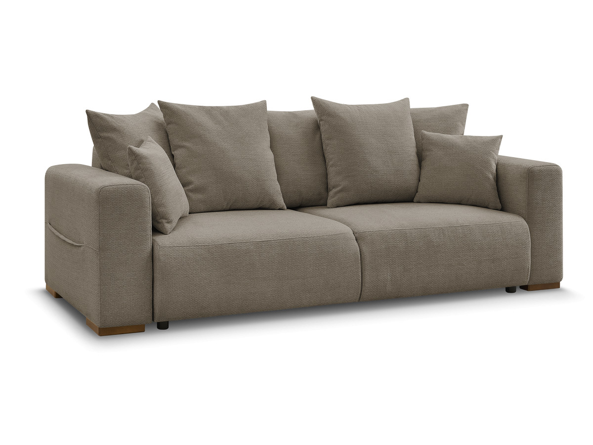 Bobochic Sidonie Schlafsofa 3-Sitzer mit Bettkasten Melange-Stoff Taupe