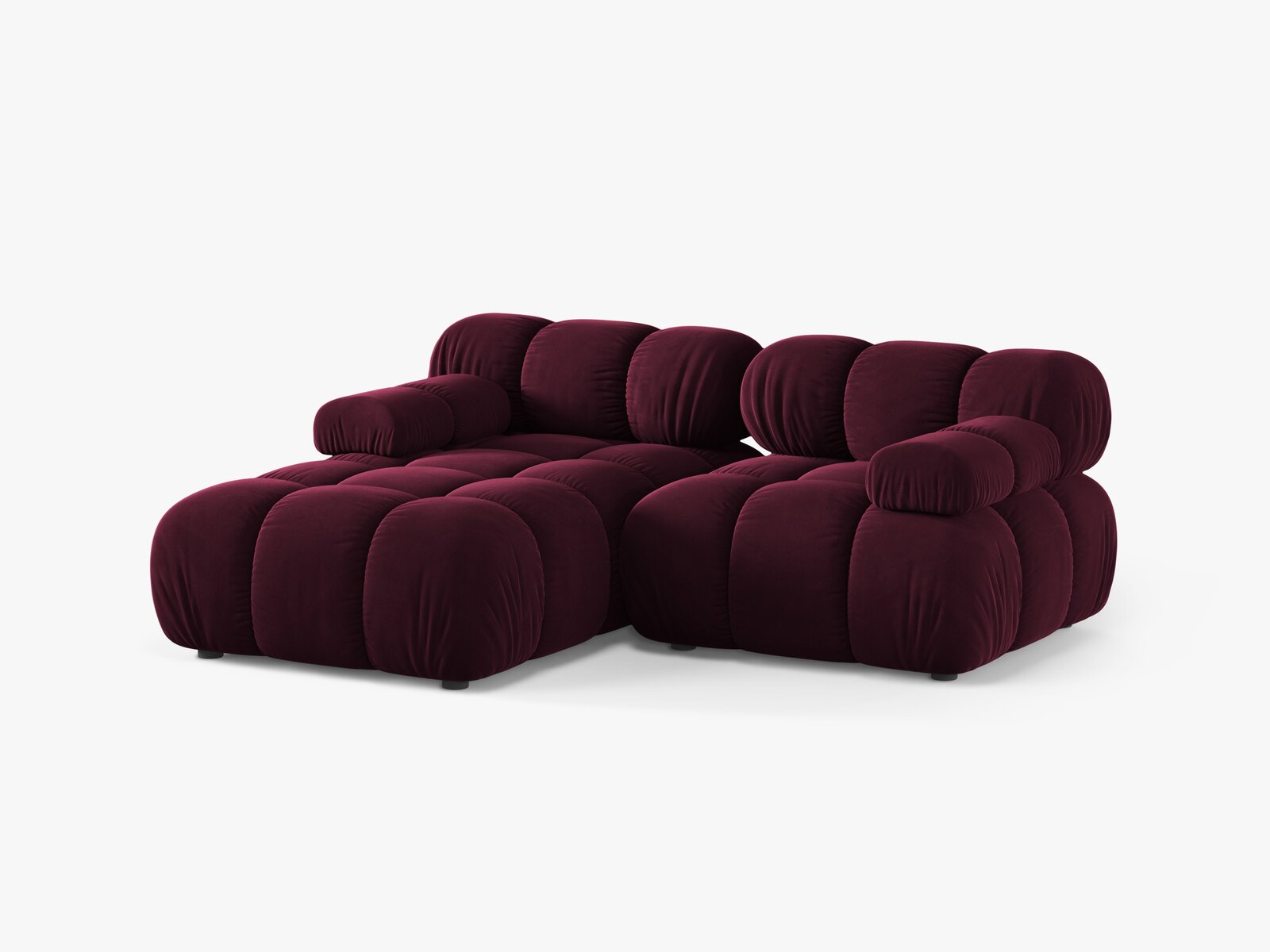 Micadoni Modulares Ecksofa Bellis 3-Sitzer Links Samt Venus Burgunder