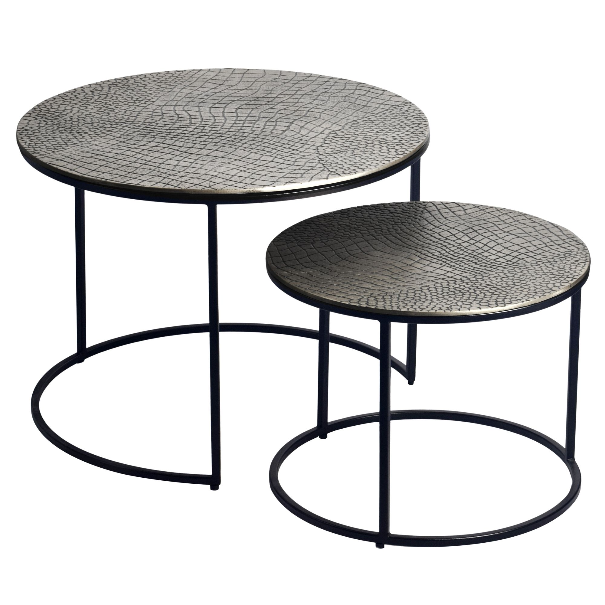 Satztisch 2er-Set Sandnes Aluminium Silber Ø 60 × H 45 cm