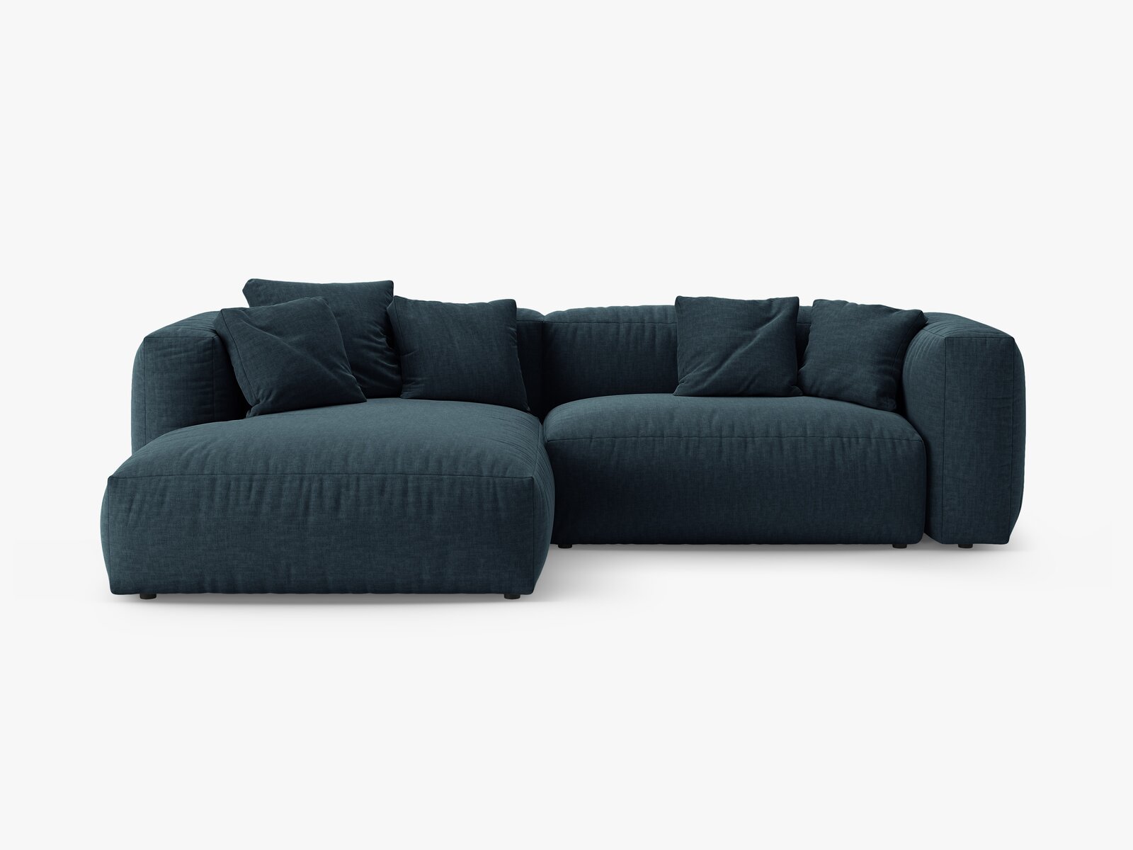 Micadoni Martina Ecksofa 4-Sitzer mit Schlaffunktion Links Strukturierter Stoff Boston Jeansblau