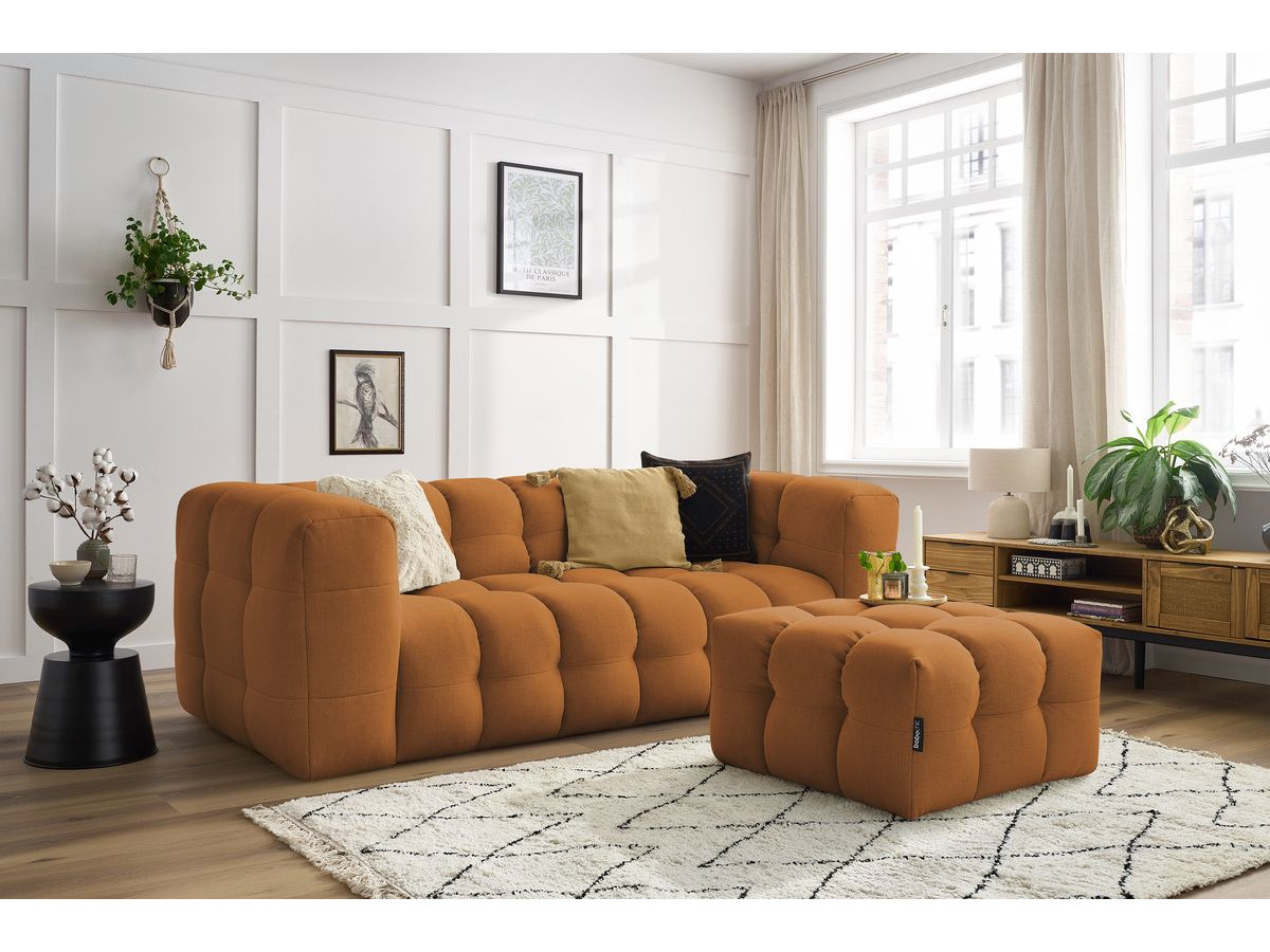 Bobochic Cloud Schlafsofa 3-Sitzer mit Pouf Stoff Gelb