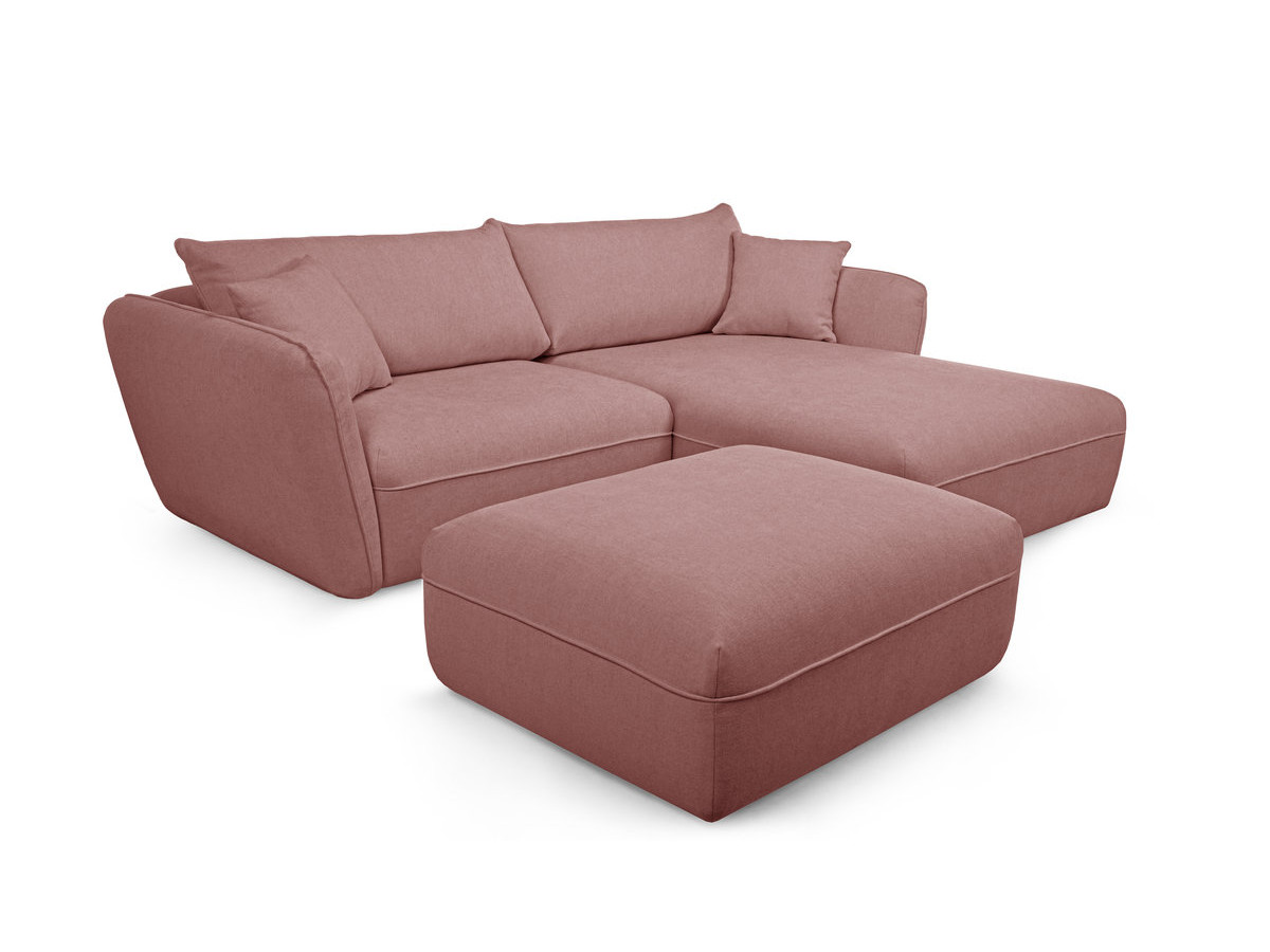 Bobochic Luigi Ecksofa mit Pouf Strukturstoff Rosa Ecke rechts