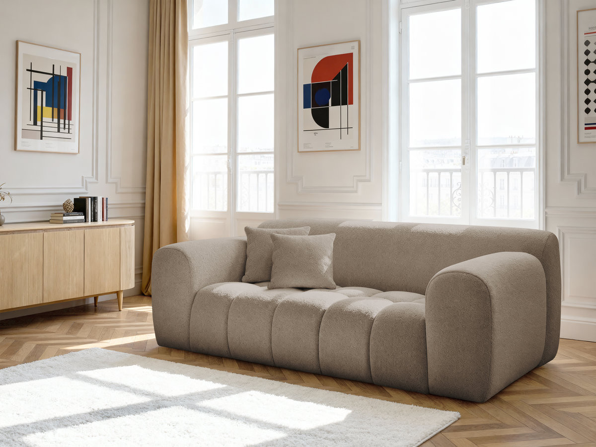 Bobochic Melisse Sofa 2-Sitzer Melange-Stoff Taupe