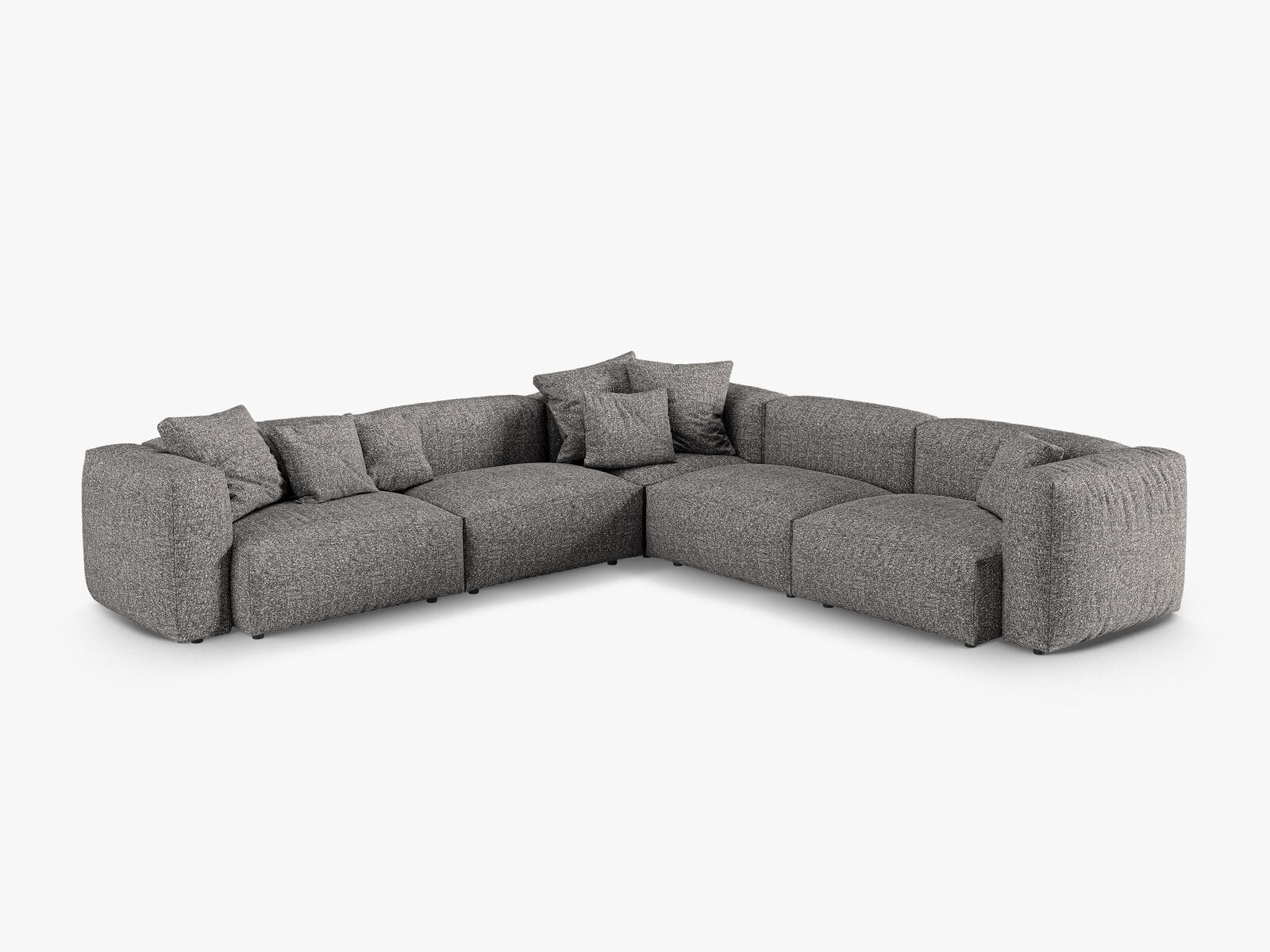 Micadoni modulares symmetrisches Ecksofa XL Martina 5-Sitzer 90cm Sitztiefe Boucle Monet Graphit