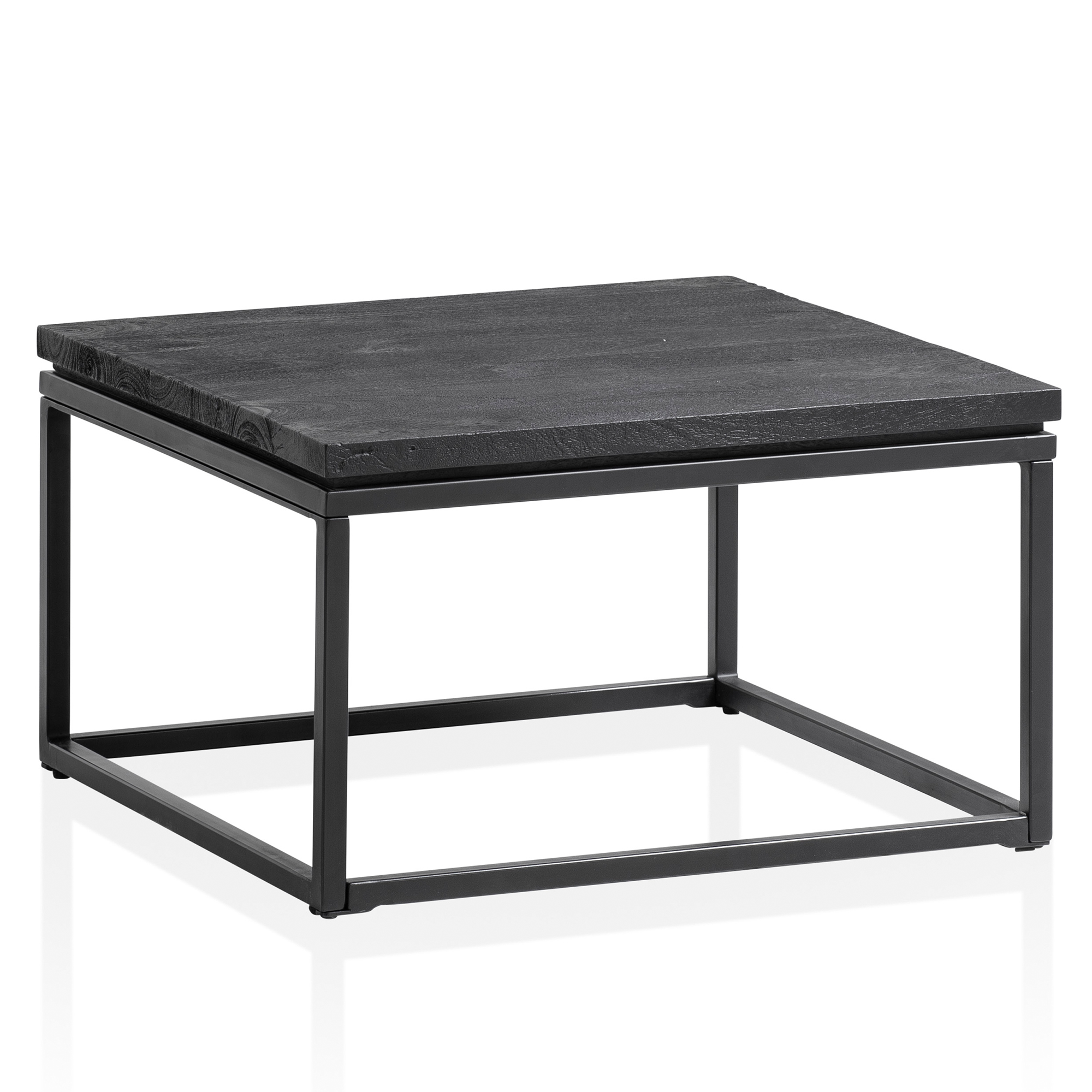 Couchtisch Rognan Massivholz Schwarz 60 × 60 × 35 cm