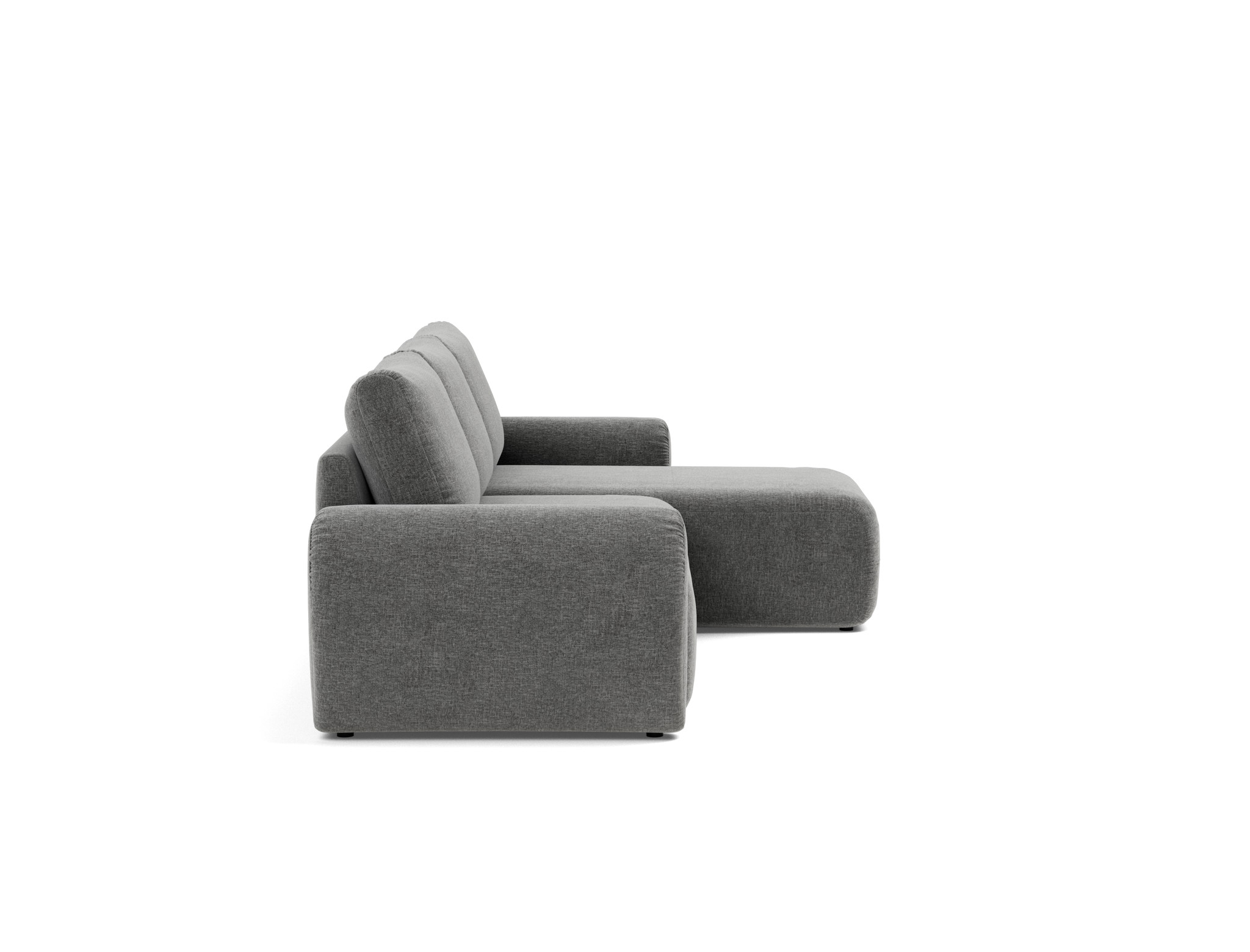 Schlafsofa Norum mit Chaiselongue und Curve-Armlehnen Strukturierter Stoff Twist 563-Charcoal