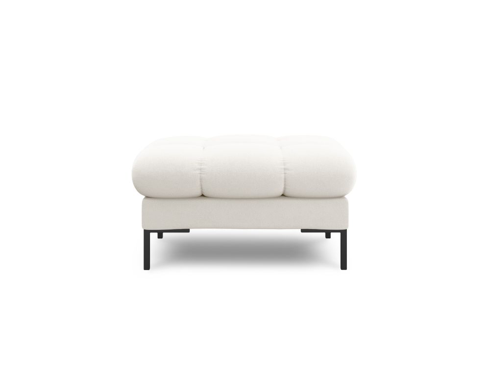Cosmopolitan Design Pouf Bali Strukturierter Stoff Neve Helles Beige Beine Schwarzes Metall