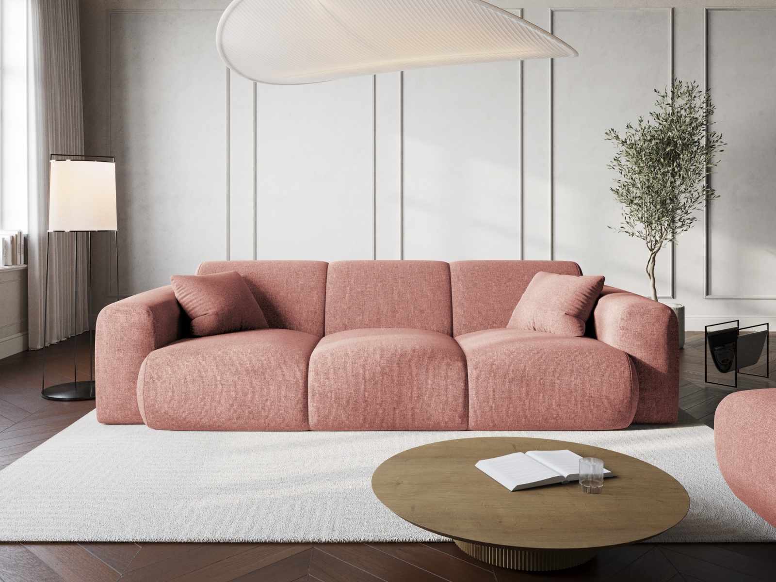 Cosmopolitan Design Sofa Nolio 3-Sitzer Chenille Haga Rosa