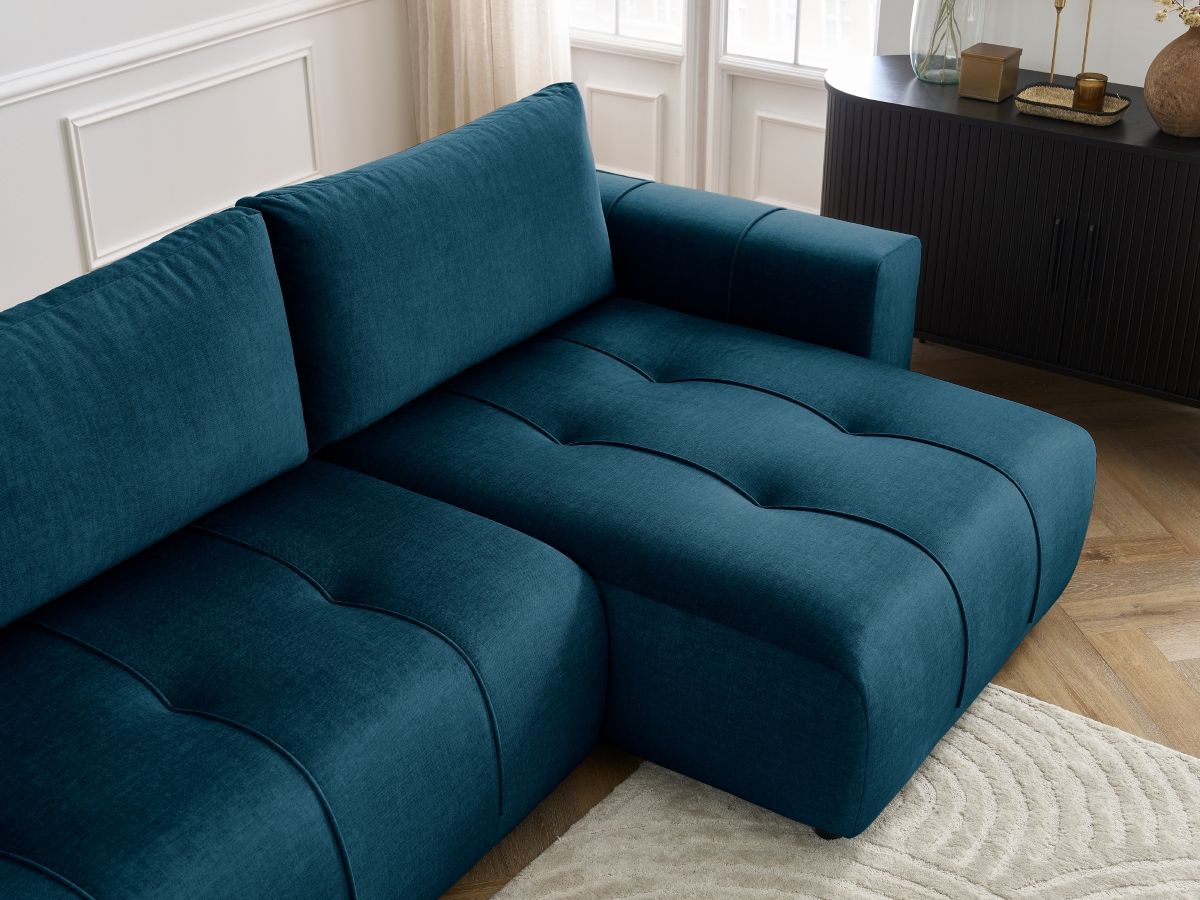 Bobochic Arsene Ecksofa mit Schlaffunktion und Bettkasten 288 × 148 cm Samt Blau
