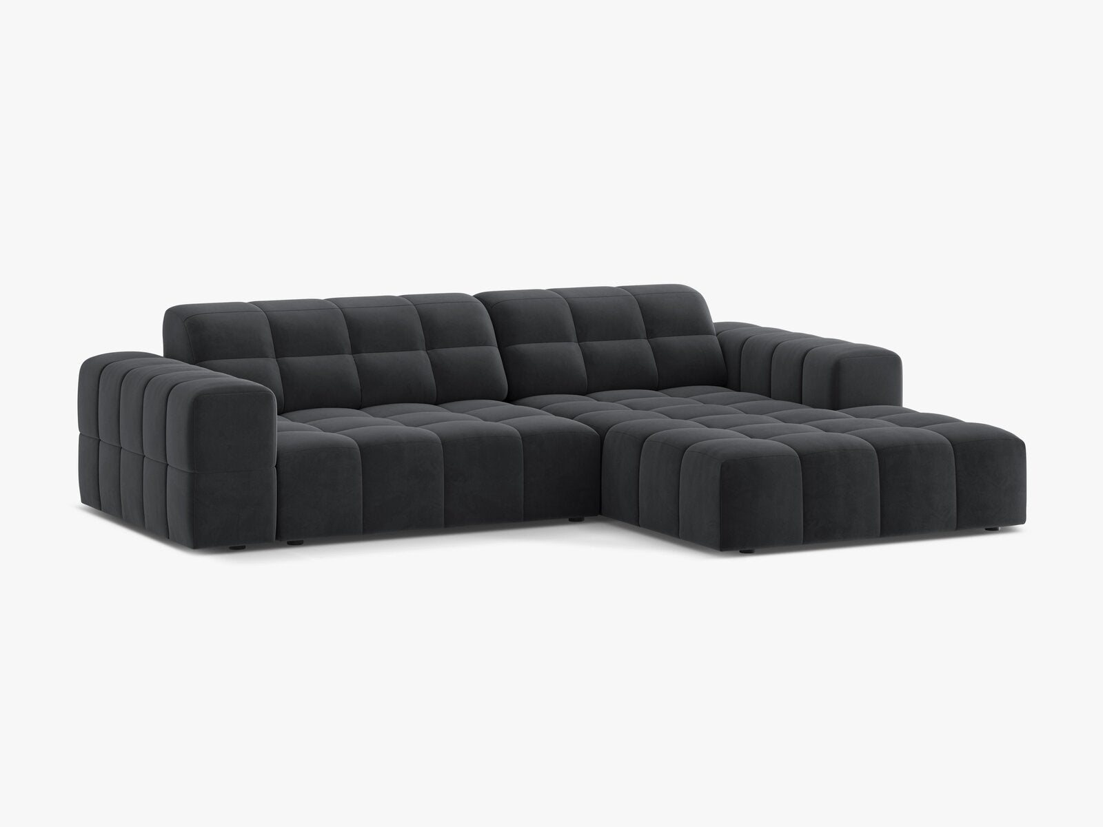 Micadoni Jennifer Ecksofa 4-Sitzer Rechts Samt Bluvel Grau