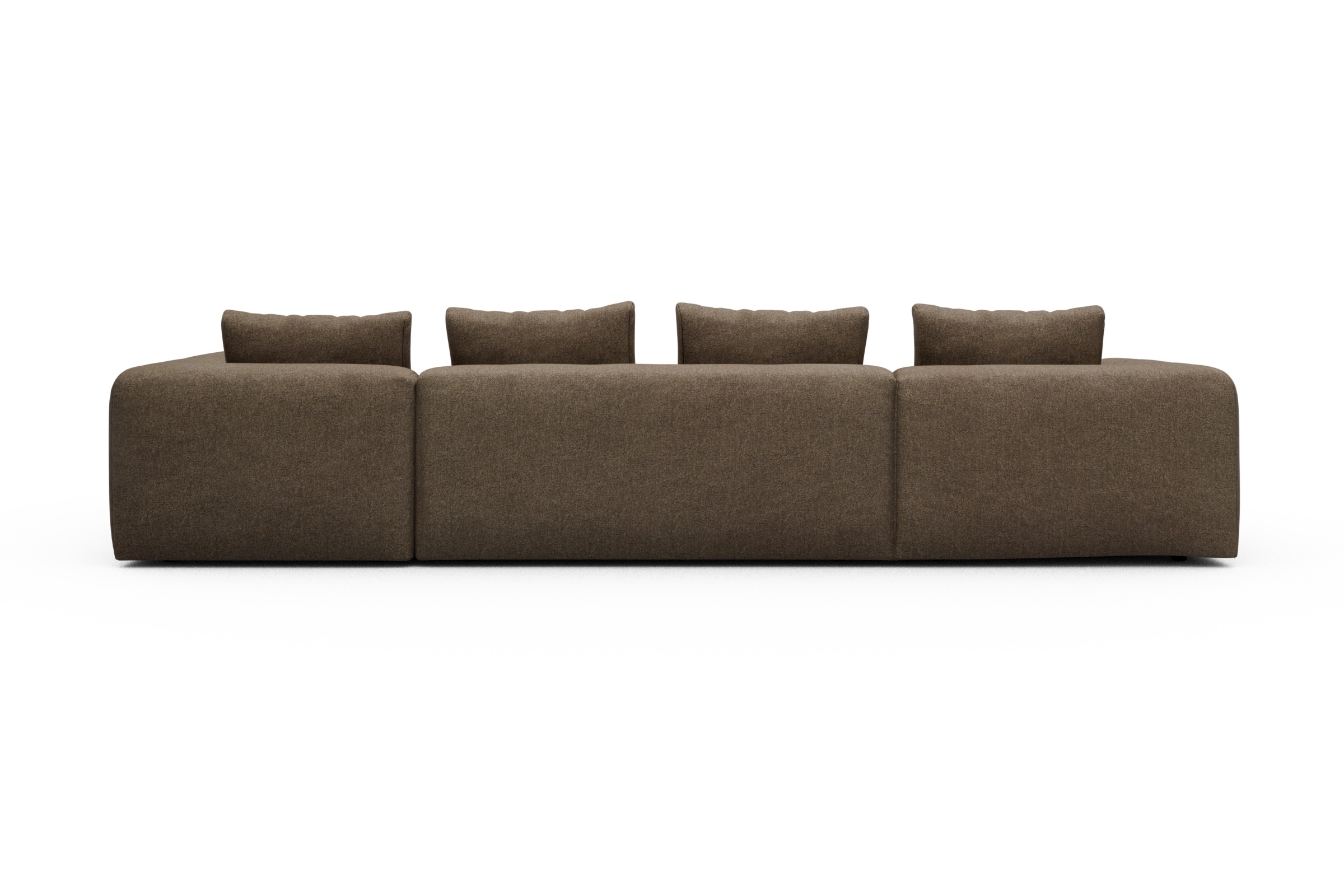 Wohnlandschaft Fred Chaiselongue links mit 2-Sitzer und lange Armlehne rechts Aivi-Khaki-Brown