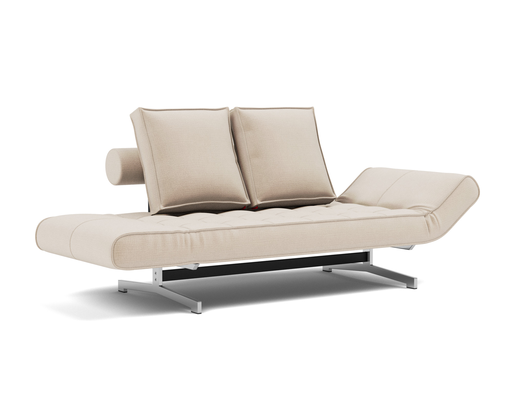 Tagesbett Ghia Chenille Esina 410-Almond-Beige Beine Chrom
